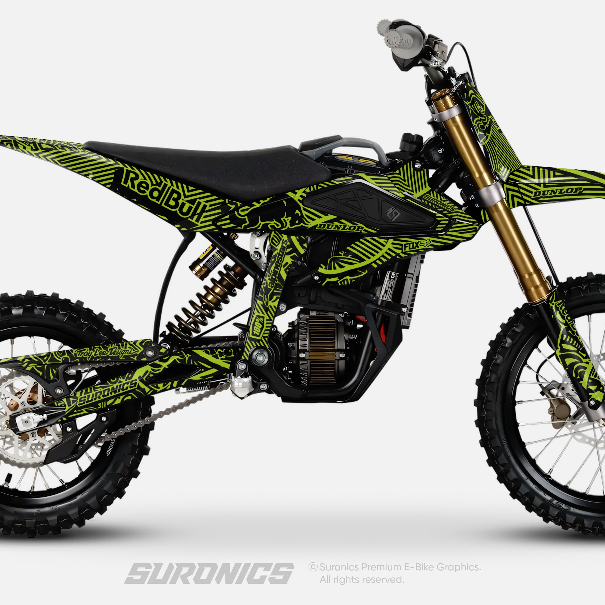 RACE ART BLACK GREEN Surron Hyper Bee Graphics kit