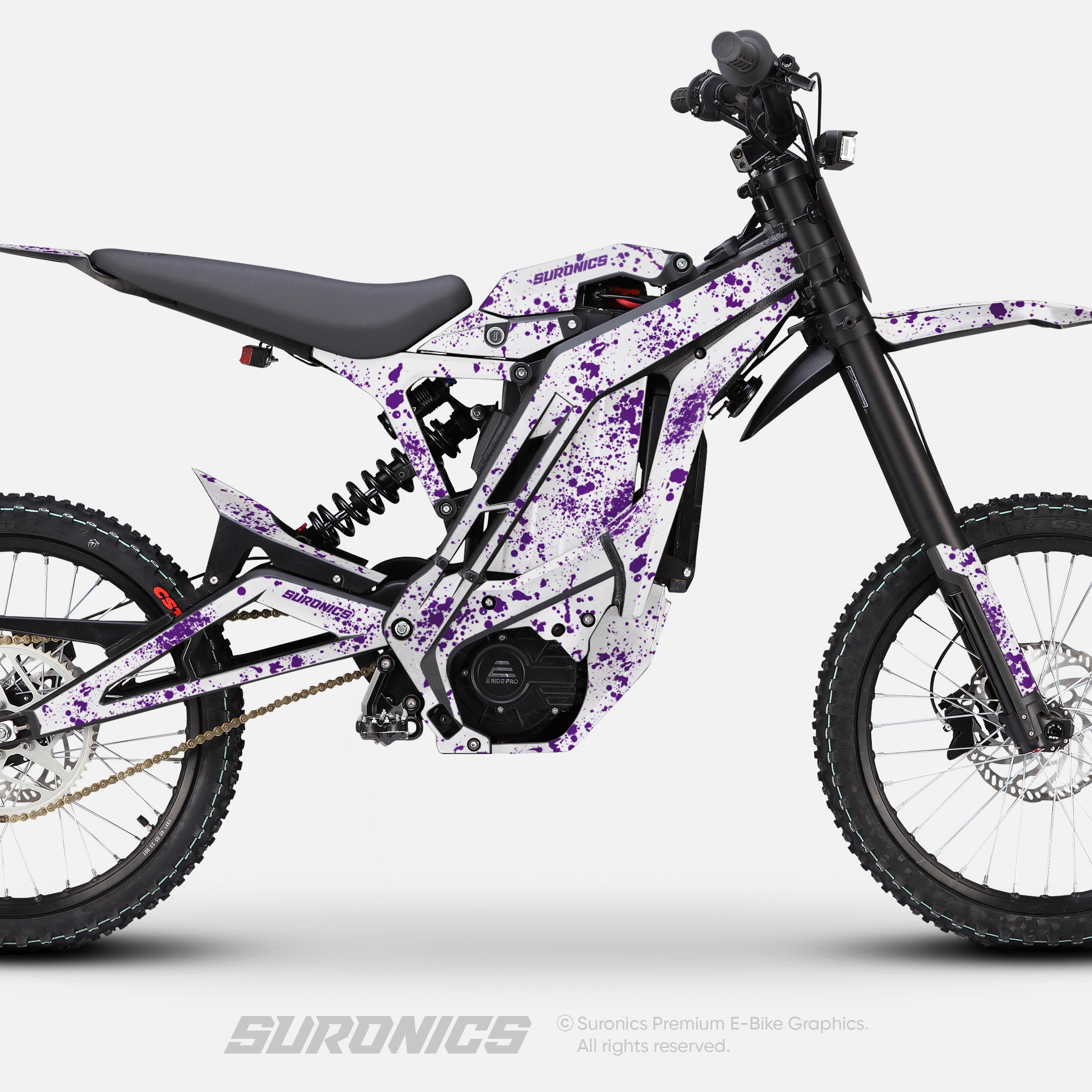 SPLATTER WHITE PURPLE Eride Pro SS SR Graphics kit
