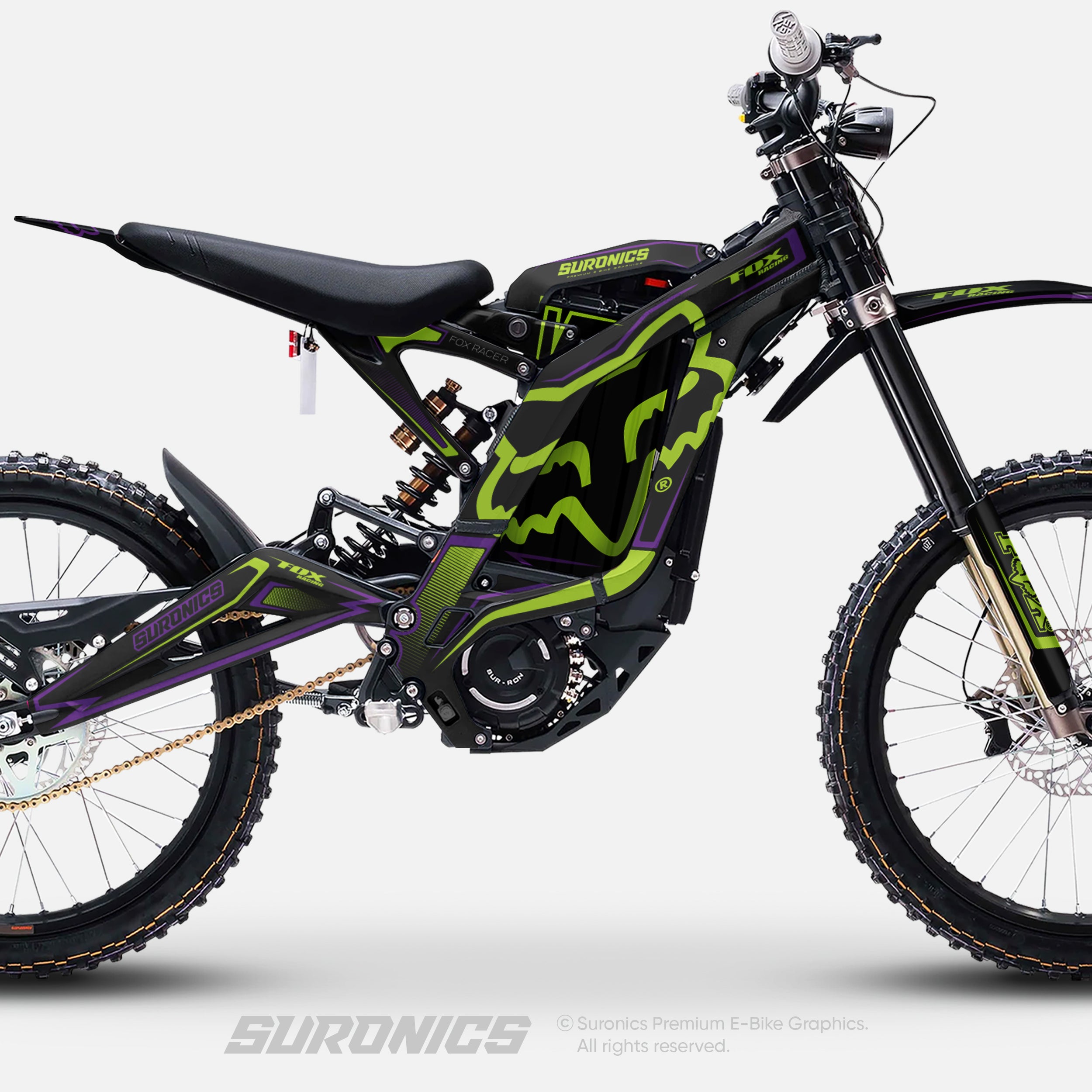 FOX RACER BLACK GREEN Surron Light Bee Graphics kit