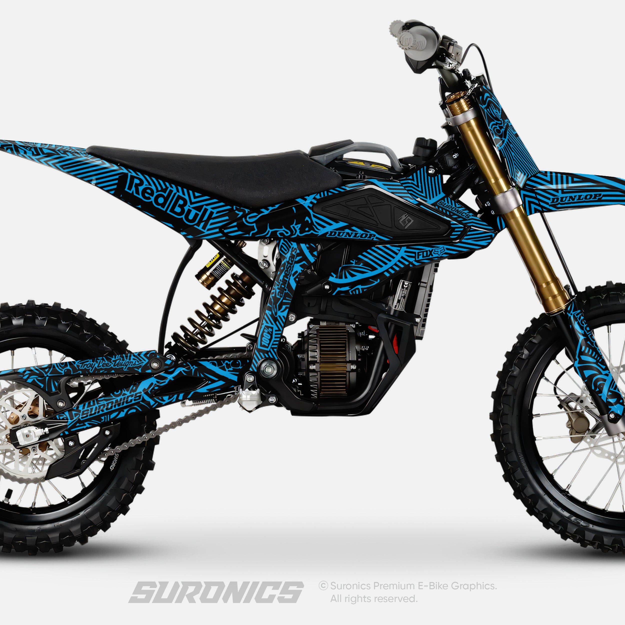 RACE ART BLACK CYAN Surron Hyper Bee Graphics kit