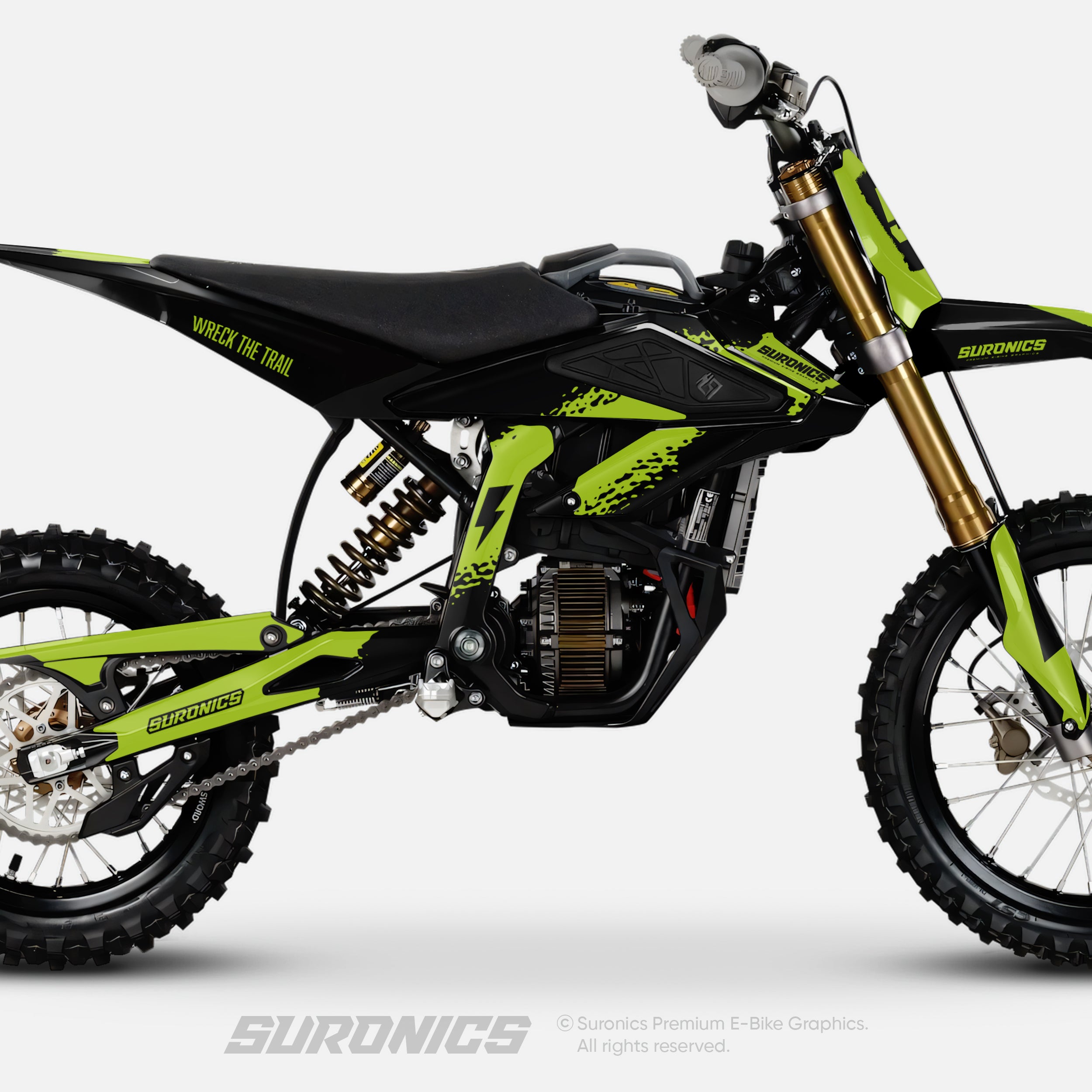 HALF BLACK GREEN Surron Hyper Bee Graphics kit