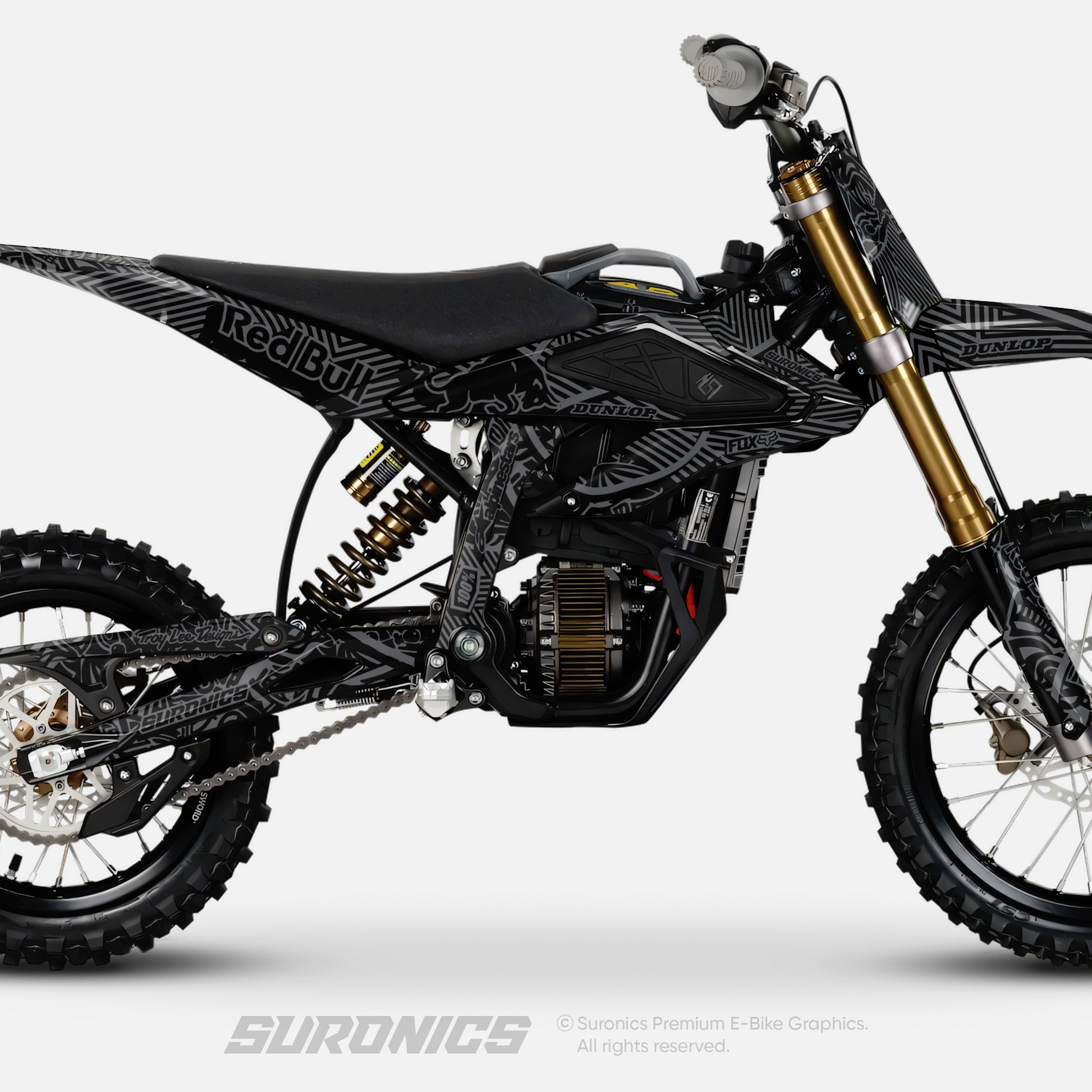RACE ART BLACK GREY Surron Hyper Bee Graphics kit
