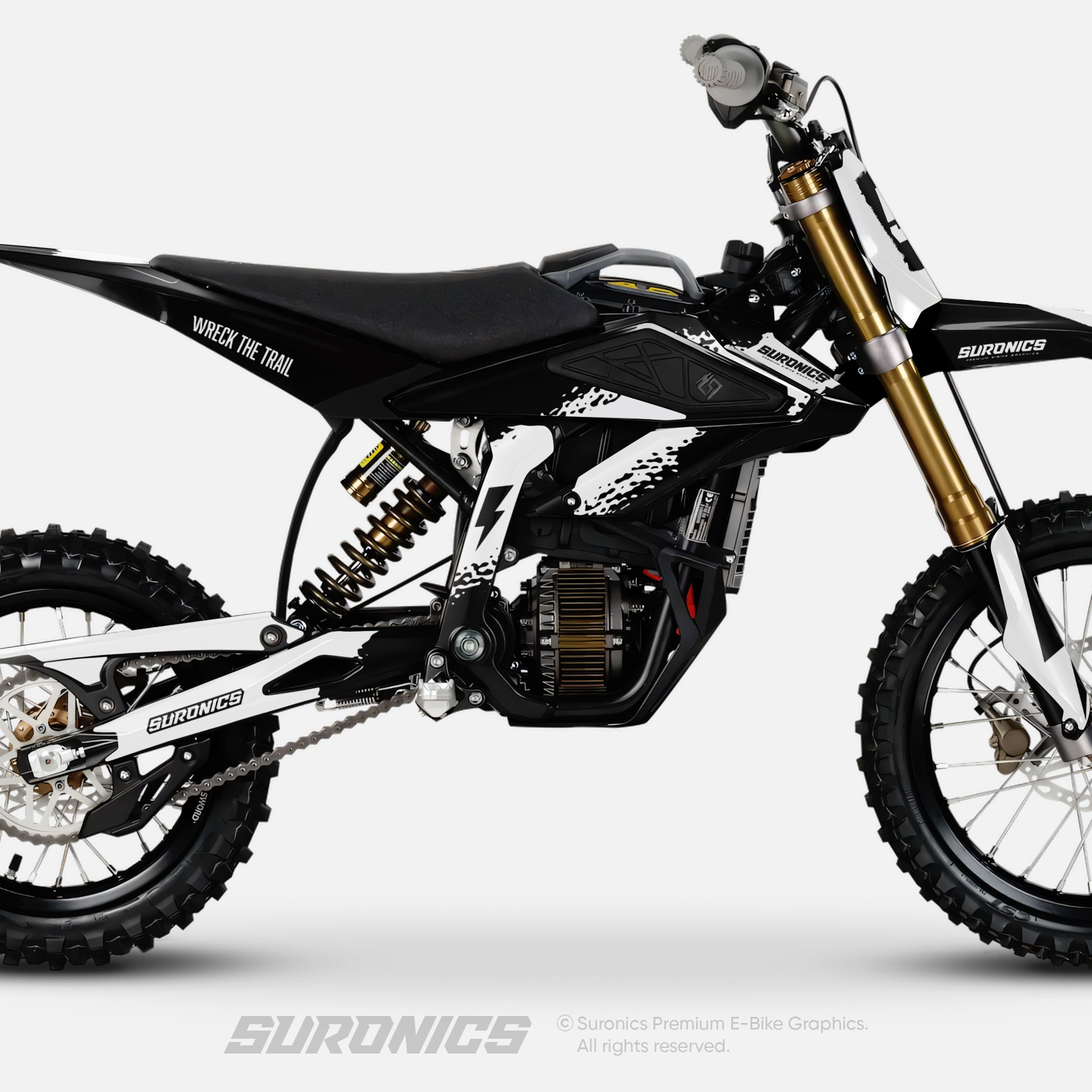 HALF BLACK WHITE Surron Hyper Bee Graphics kit