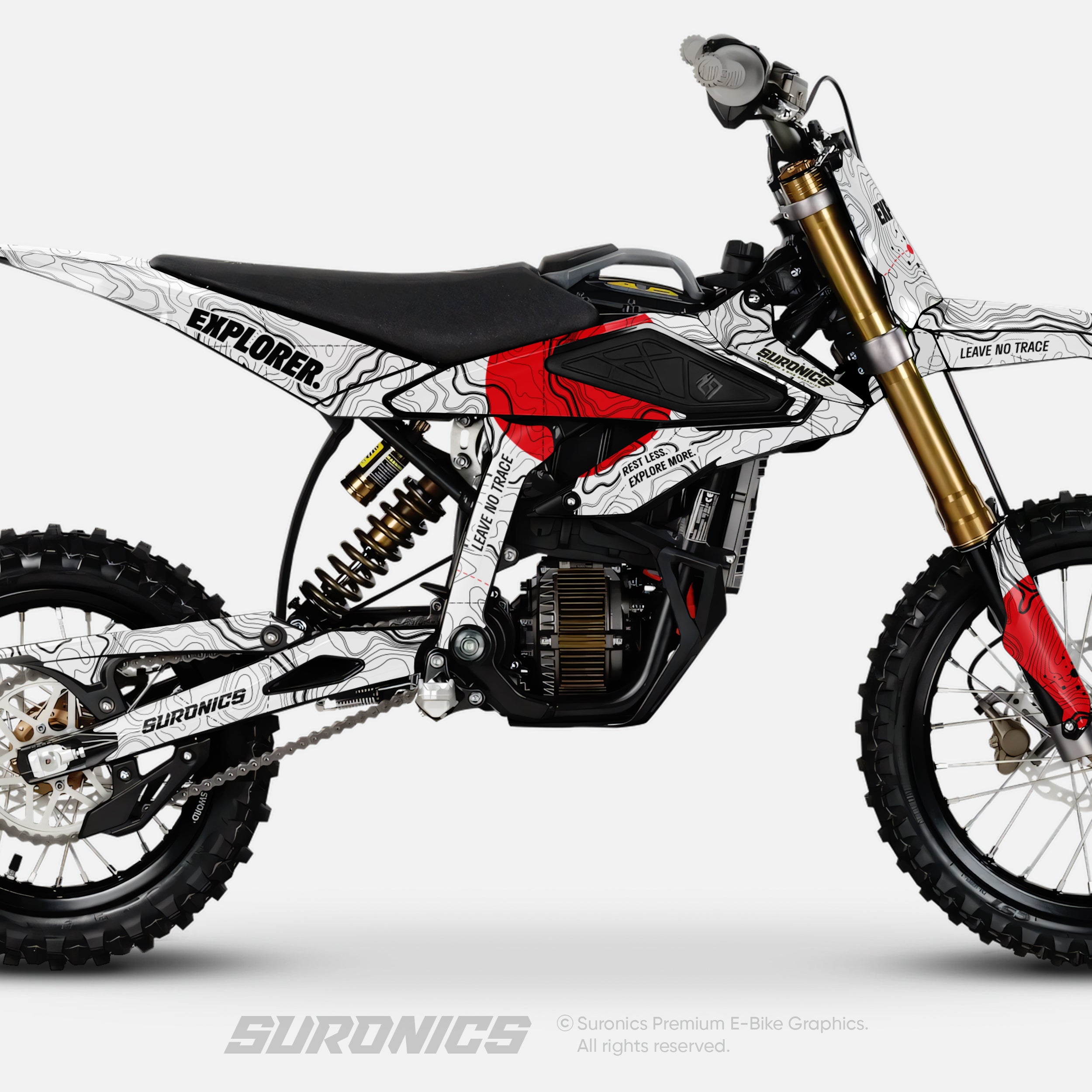 EXPLORER WHITE RED Surron Hyper Bee Graphics kit