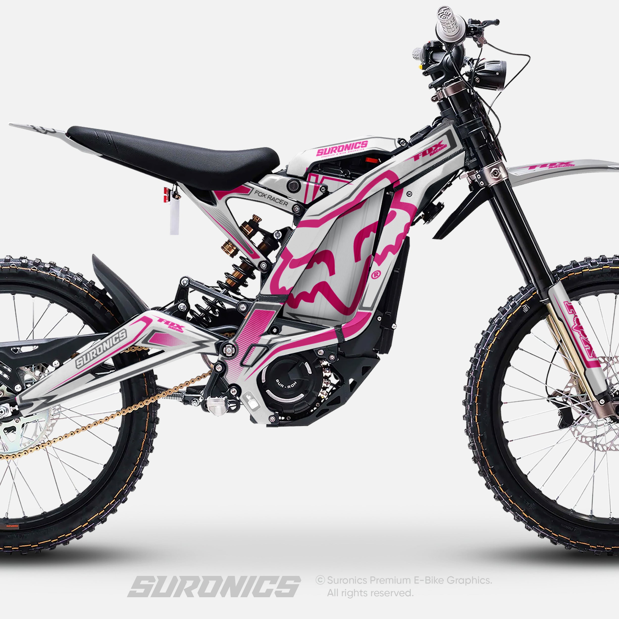 FOX RACER WHITE MAGENTA Surron Light Bee Graphics kit