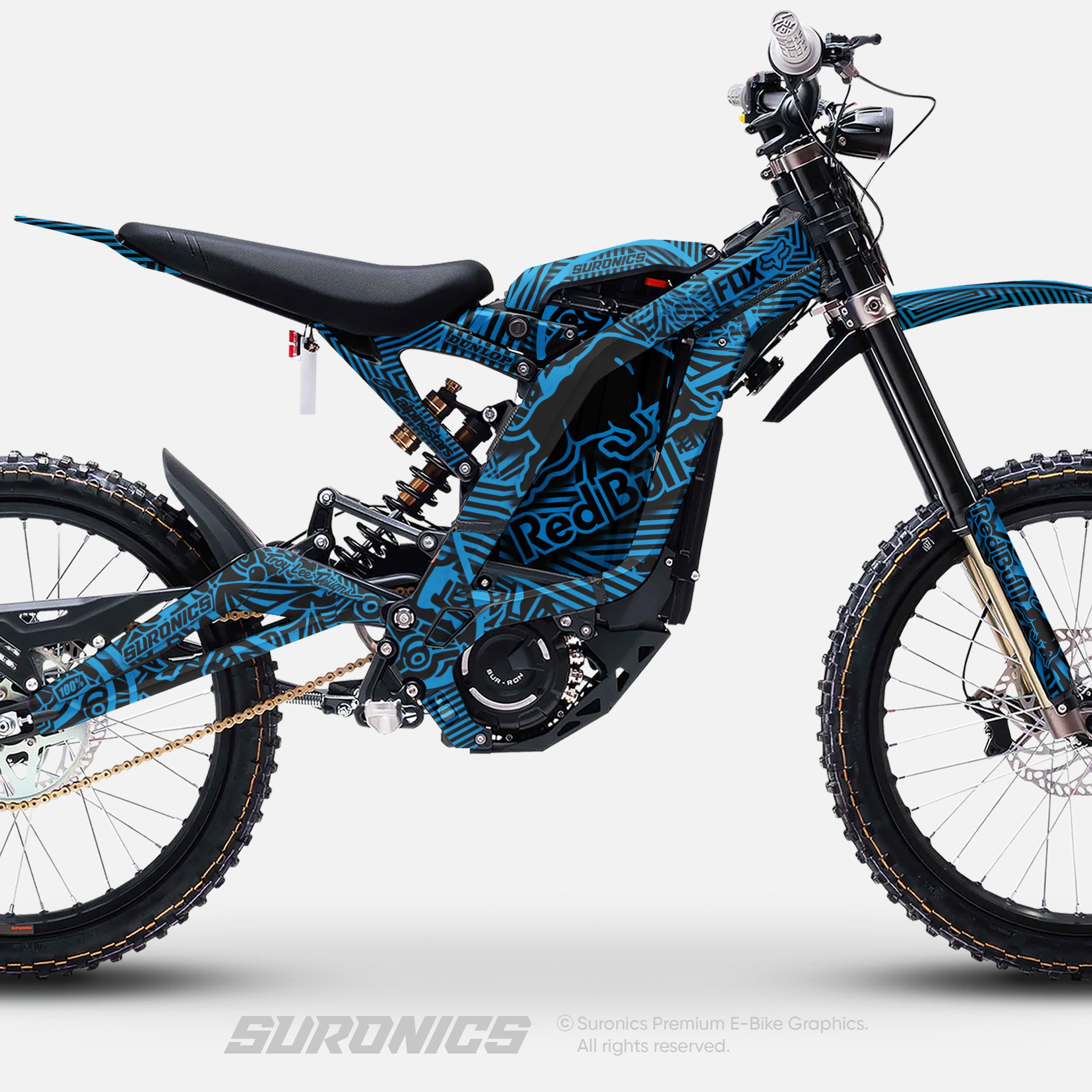 RACE ART BLACK CYAN Surron Light Bee Graphics kit