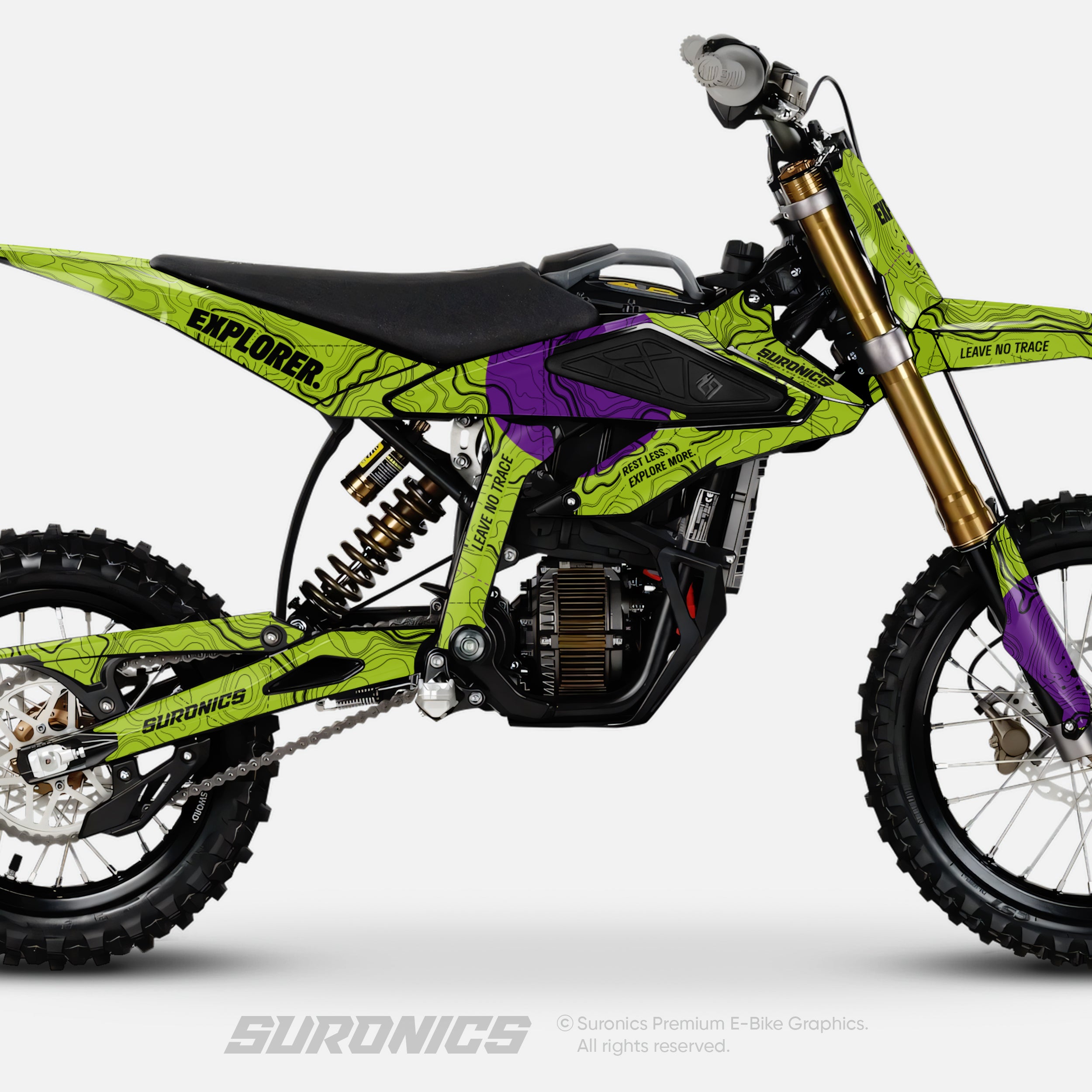 EXPLORER GREEN PURPLE Surron Hyper Bee Graphics kit
