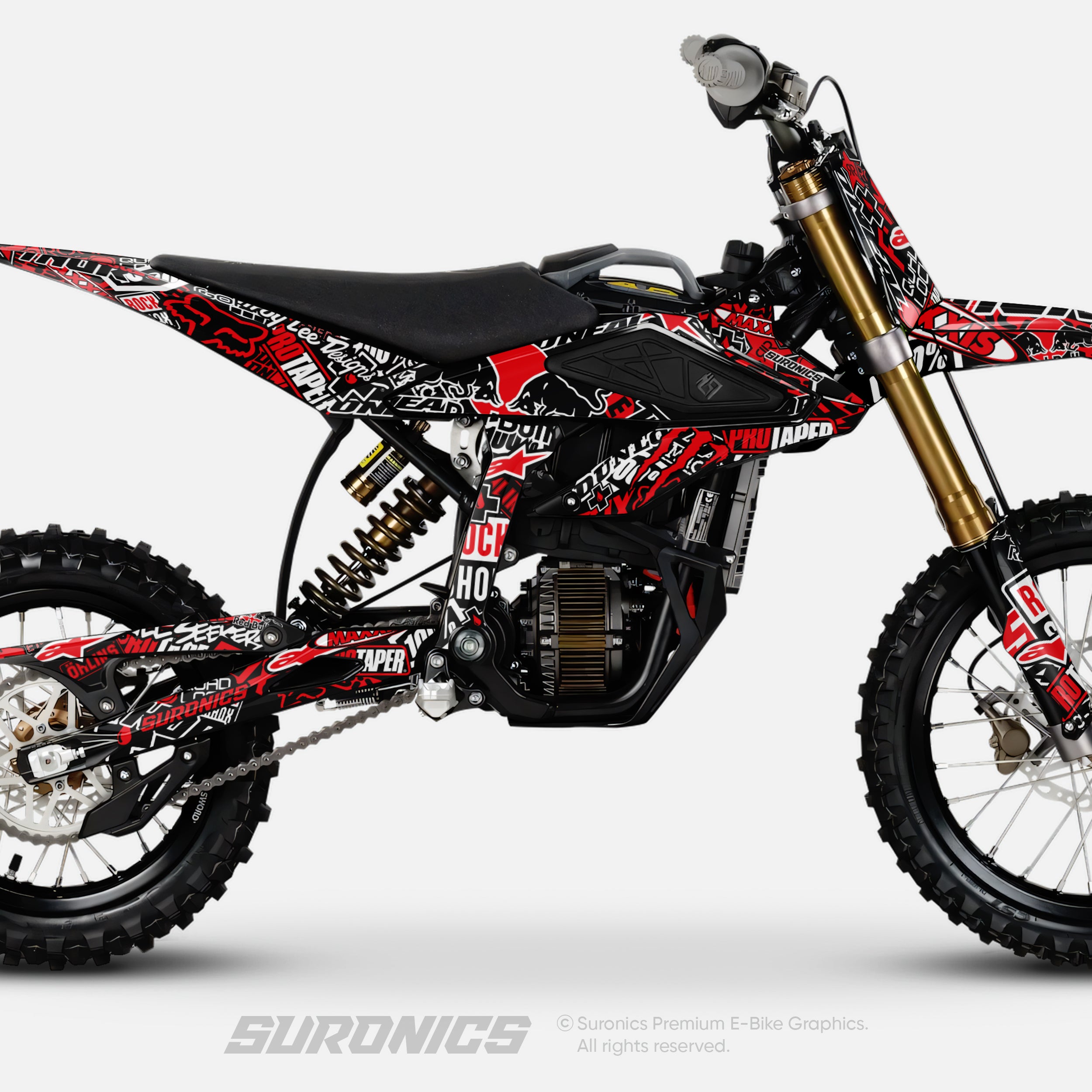 STIKCY BLACK RED Surron Hyper Bee Graphics kit