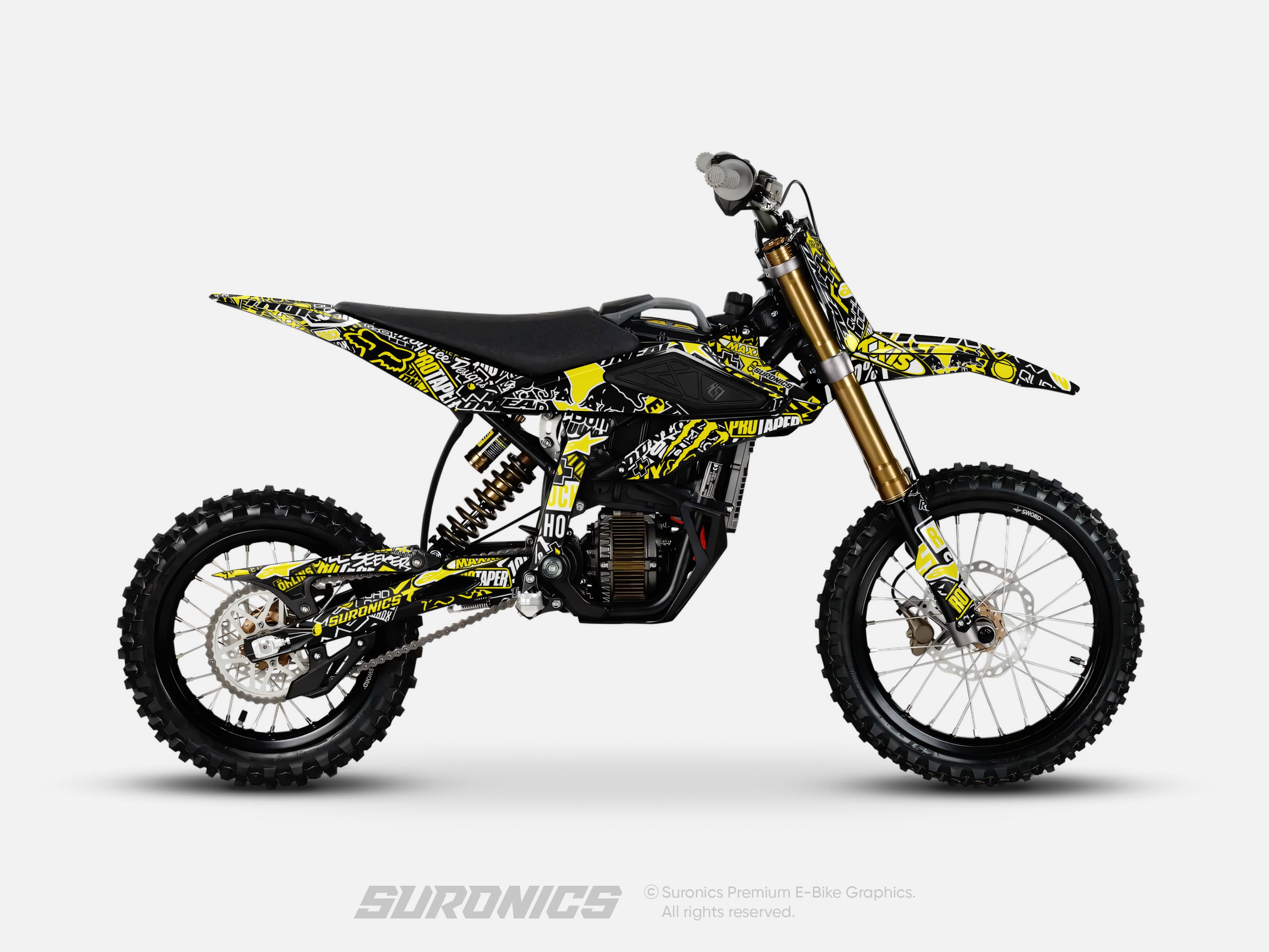 STIKCY BLACK YELLOW Surron Hyper Bee Graphics kit