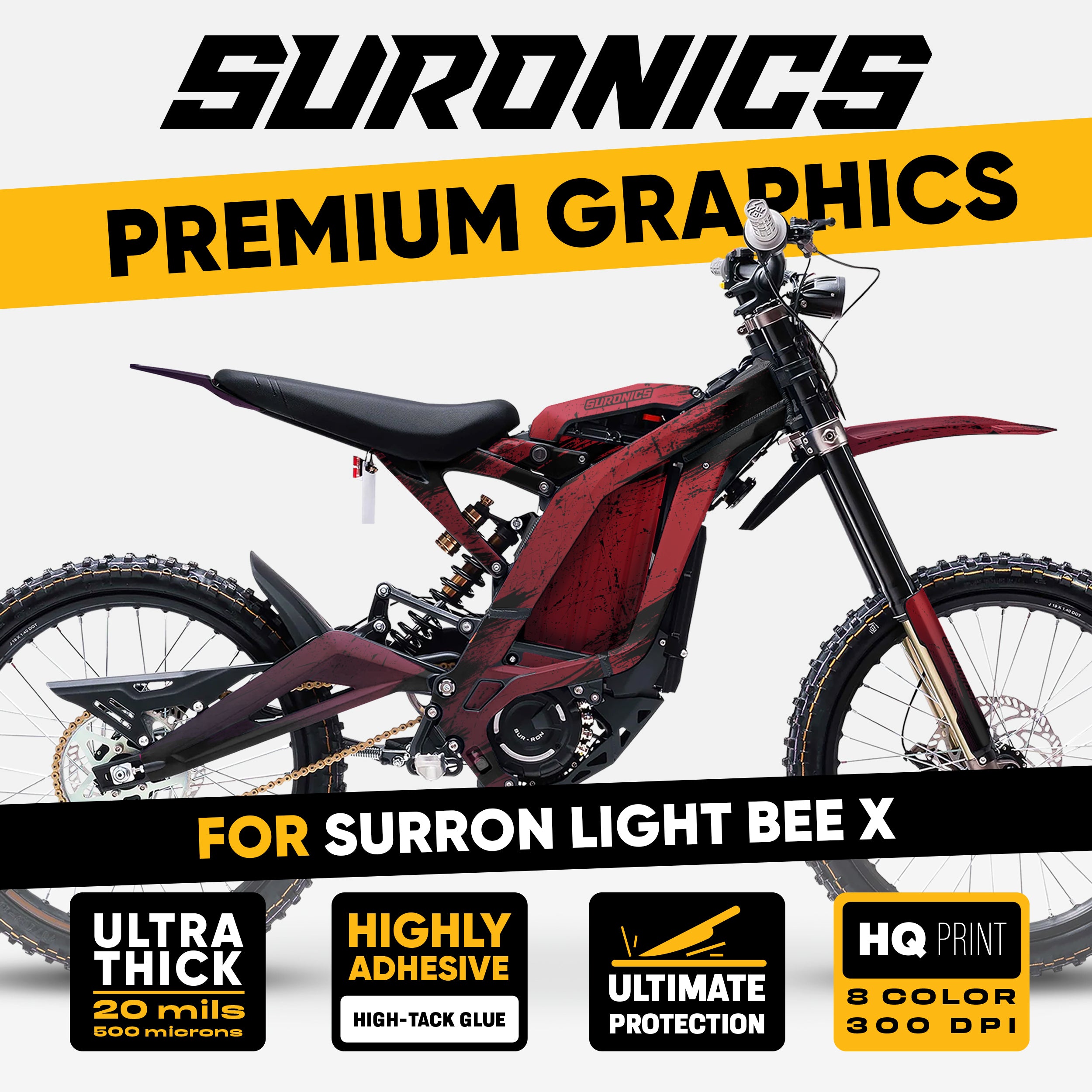 FADE RED NIGHT Surron Light Bee Graphics kit