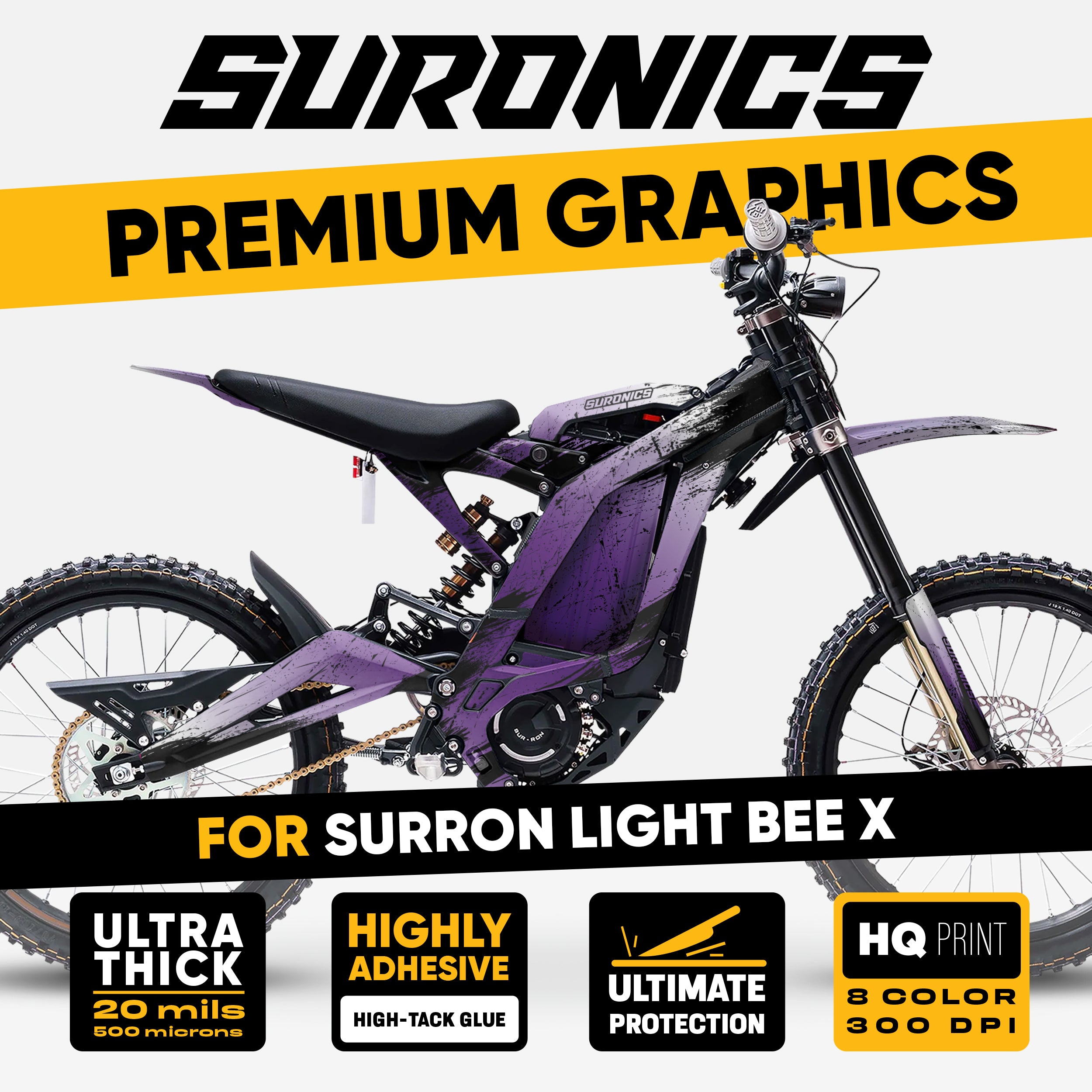 FADE WHITE PURPLE Surron Light Bee Graphics kit