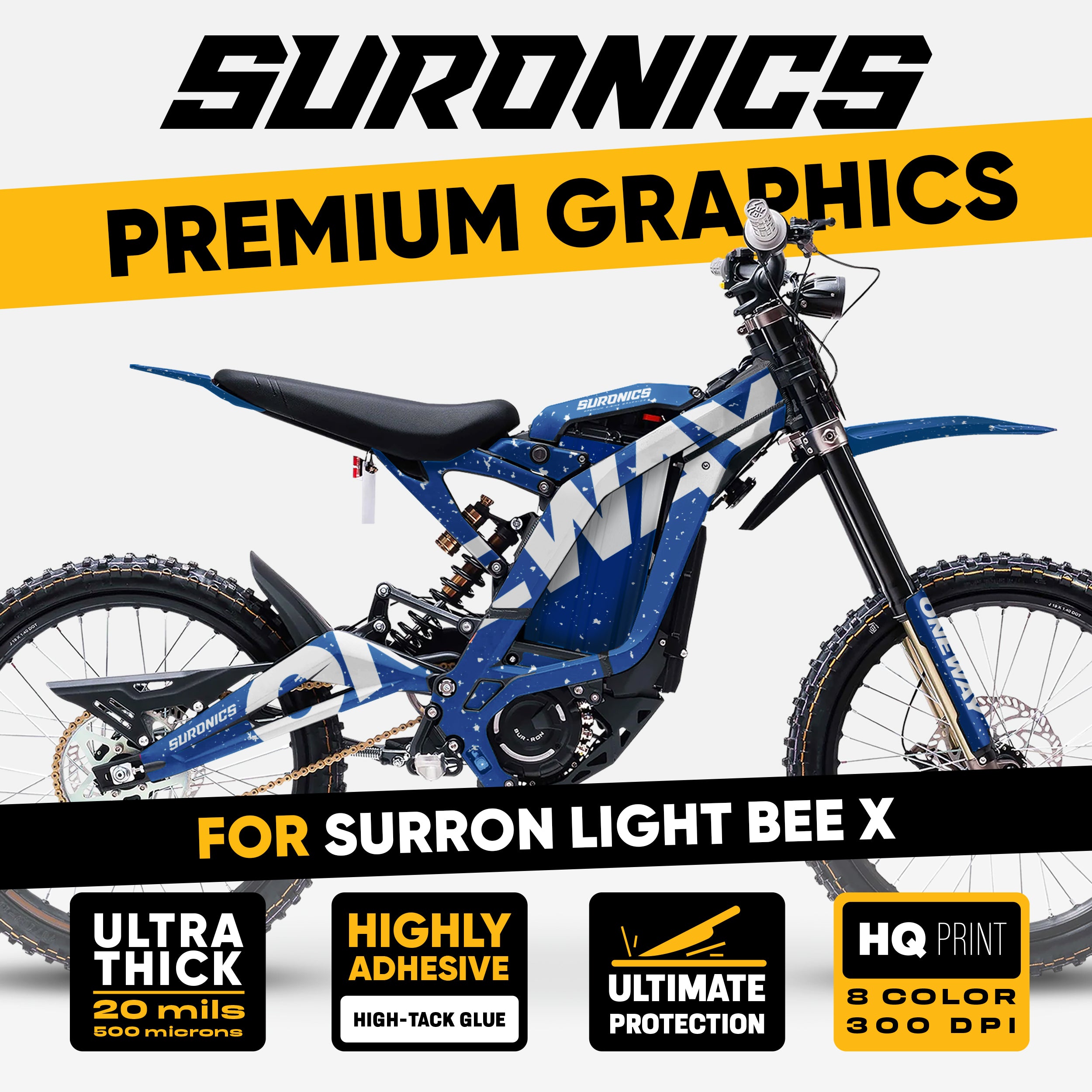 ONEWAY BLUE WHITE Surron Light Bee Graphics kit