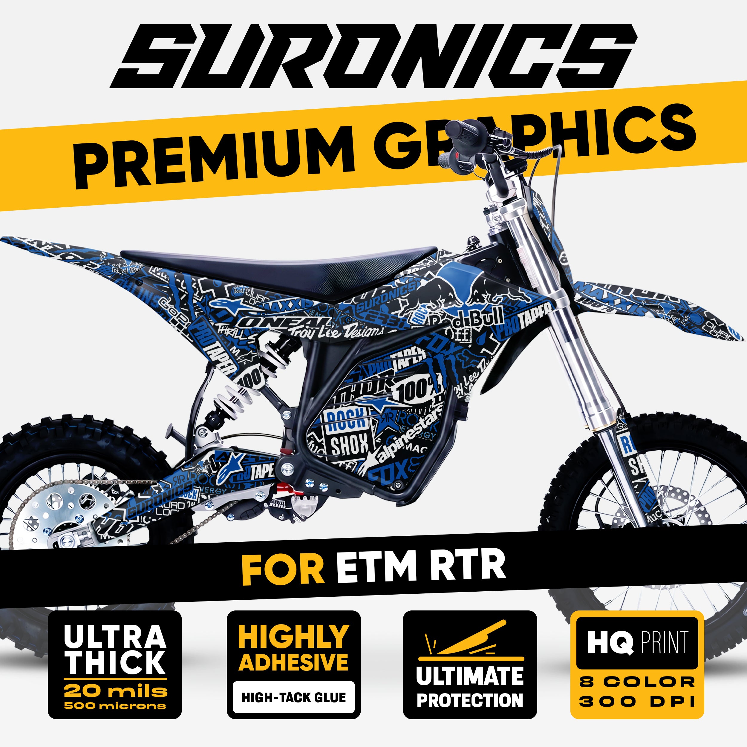 STICKY BLACK BLUE ETM RTR Graphics kit