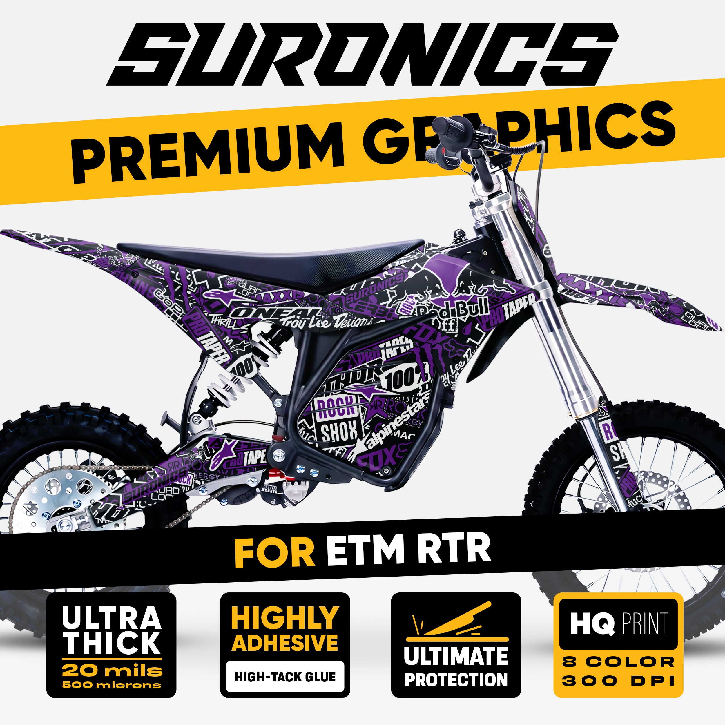 STICKY BLACK PURPLE ETM RTR Graphics kit