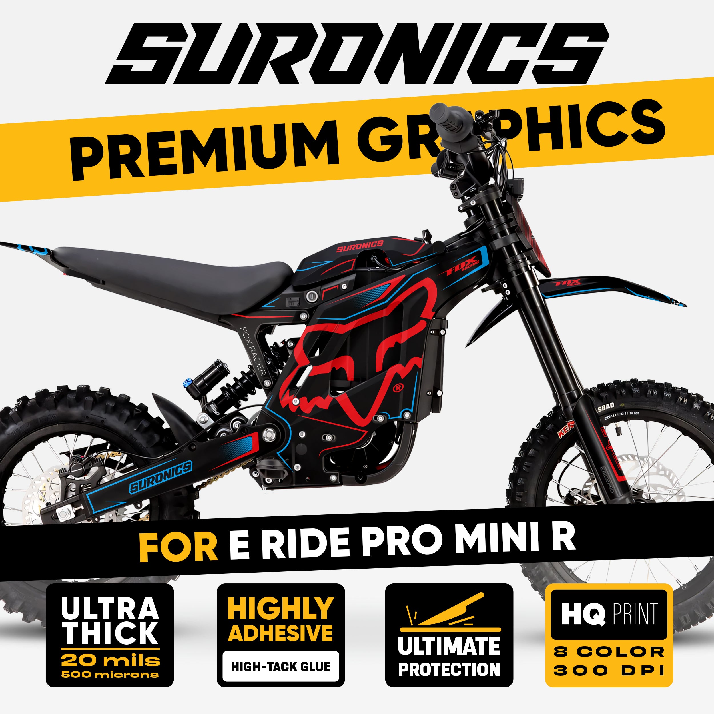 FOX RACER BLACK RED Eride Pro Mini R Graphics kit