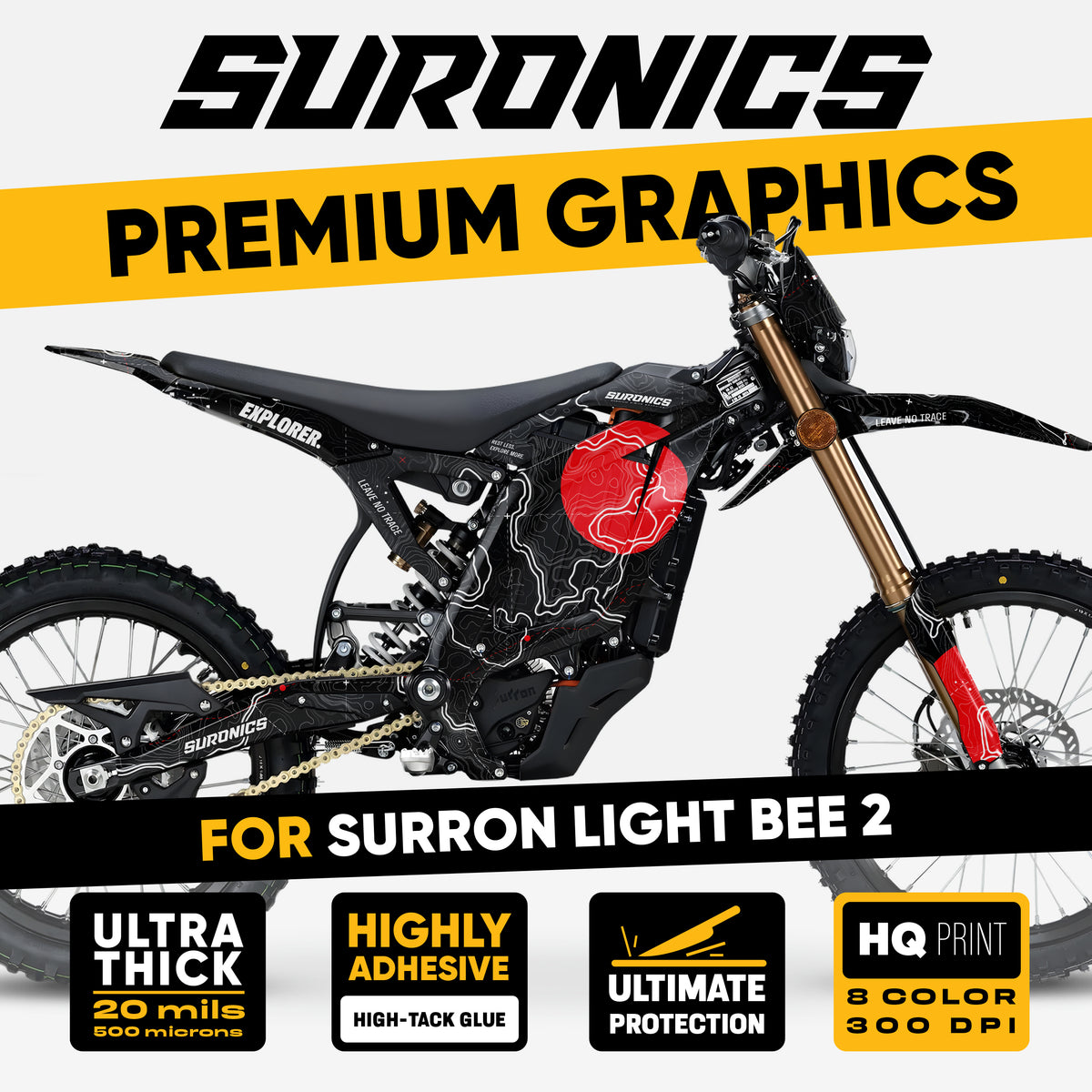 EXPLORER BLACK RED Surron Light Bee 2 Graphics kit