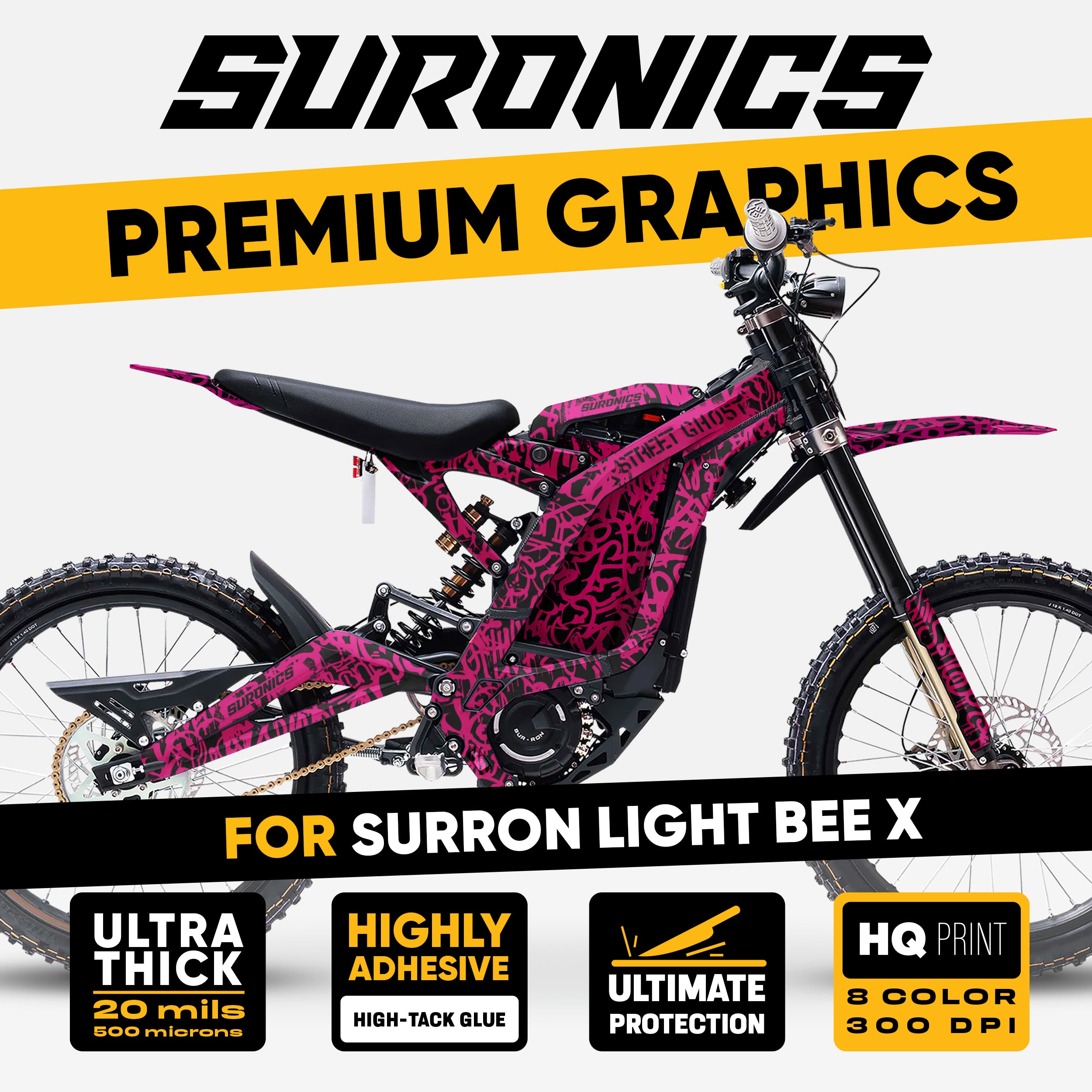 STREET GHOST BLACK MAGENTA Surron Light Bee Graphics kit