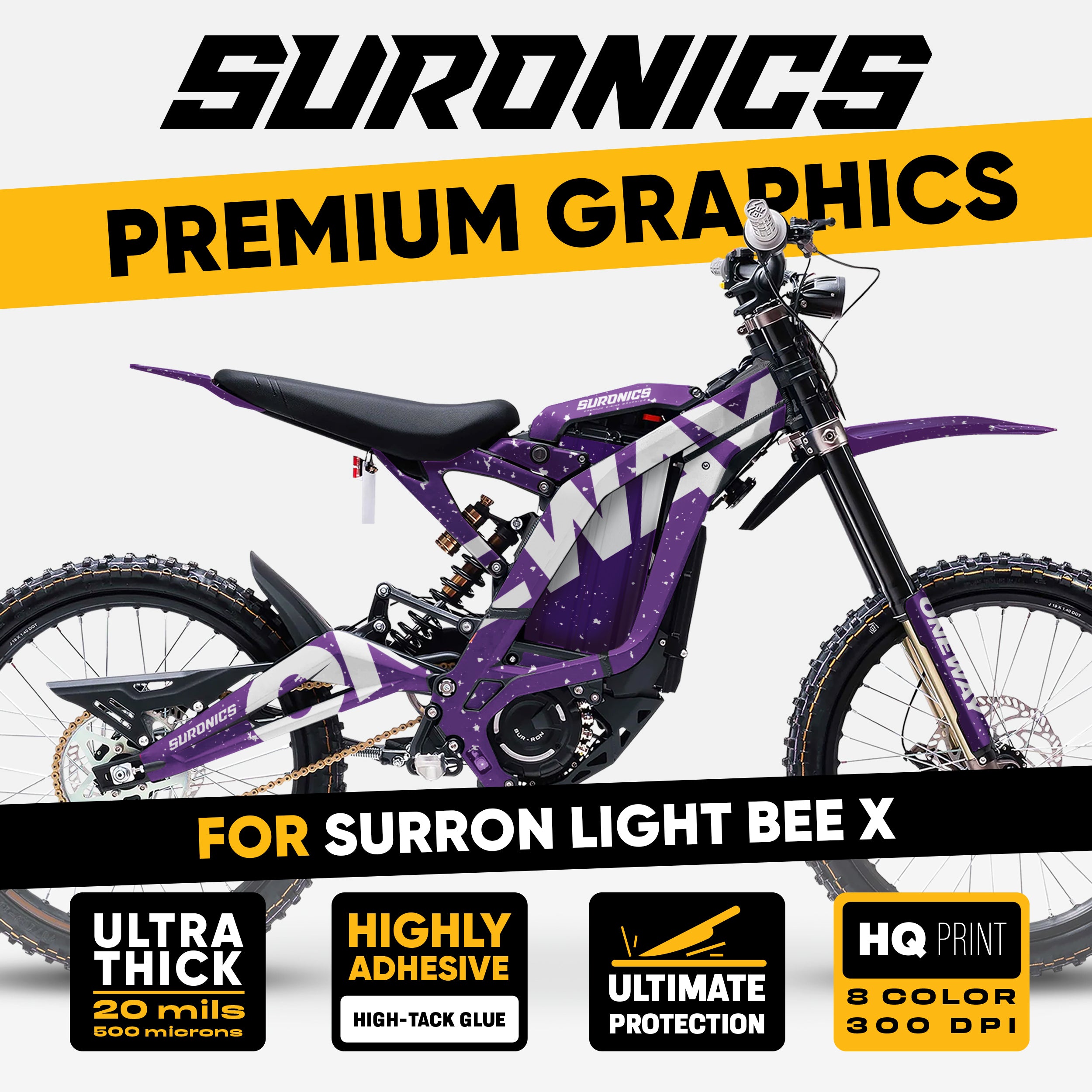 ONEWAY PURPLE WHITE Surron Light Bee Graphics kit