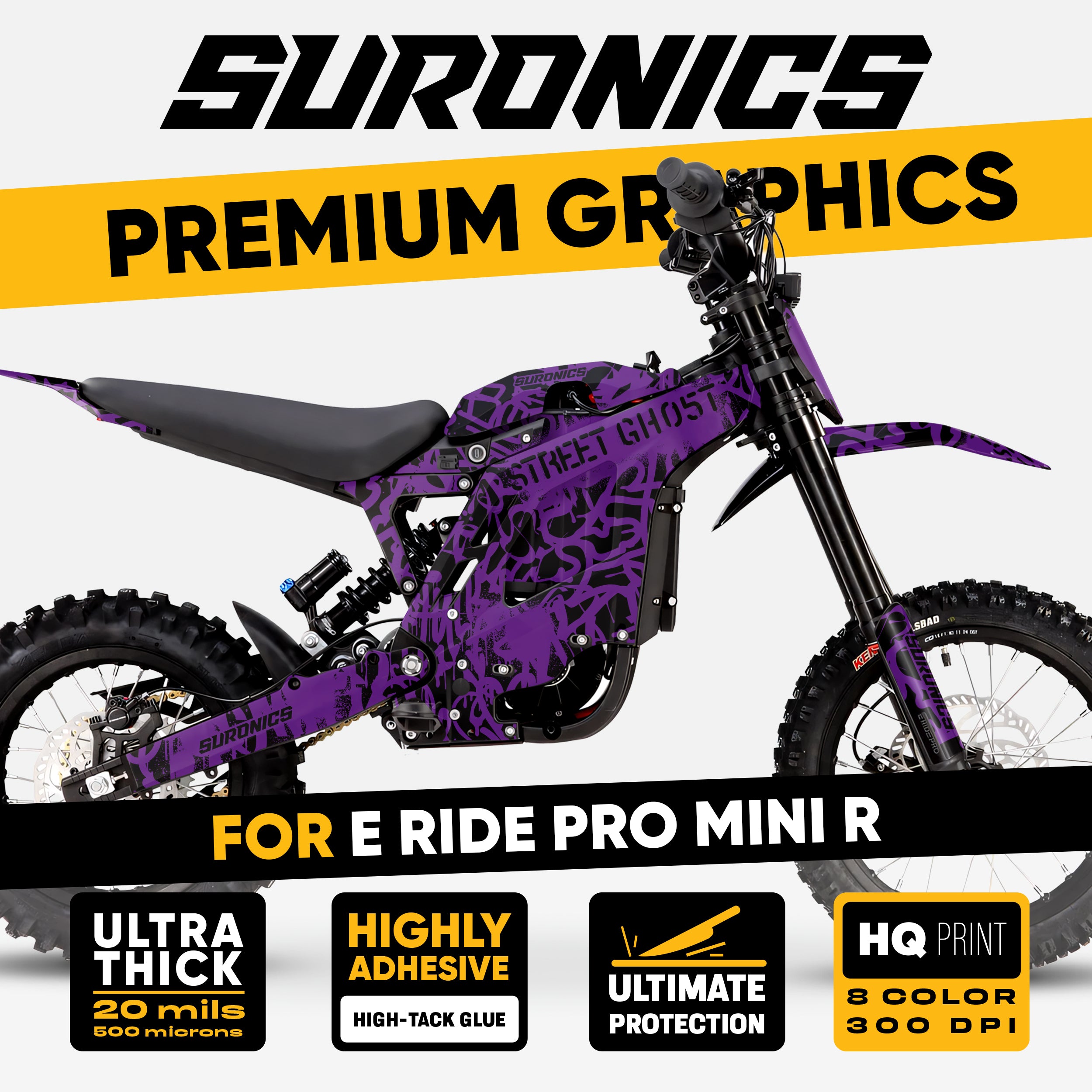 STREET GHOST BLACK PURPLE Eride Pro Mini R Graphics kit