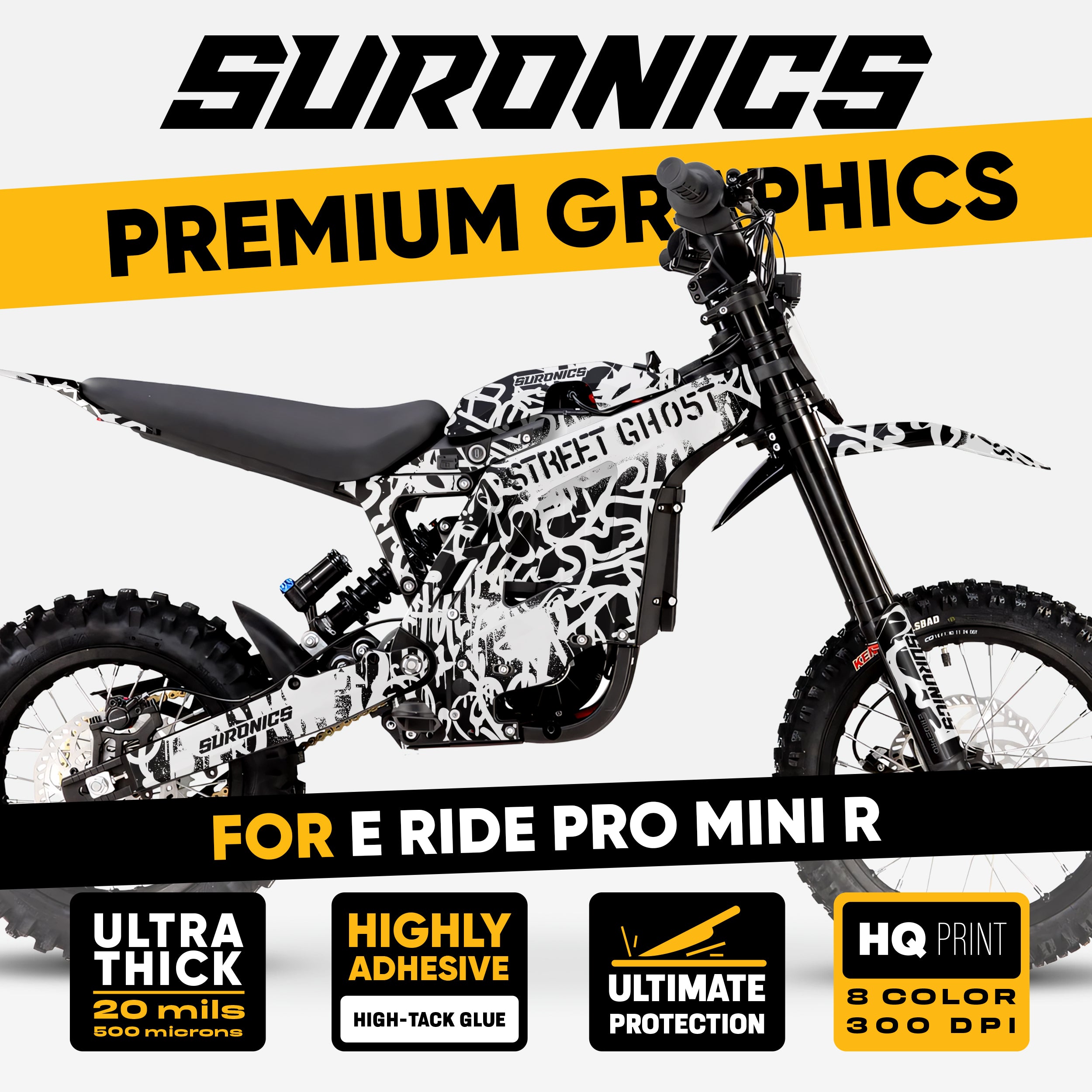 STREET GHOST BLACK WHITE Eride Pro Mini R Graphics kit