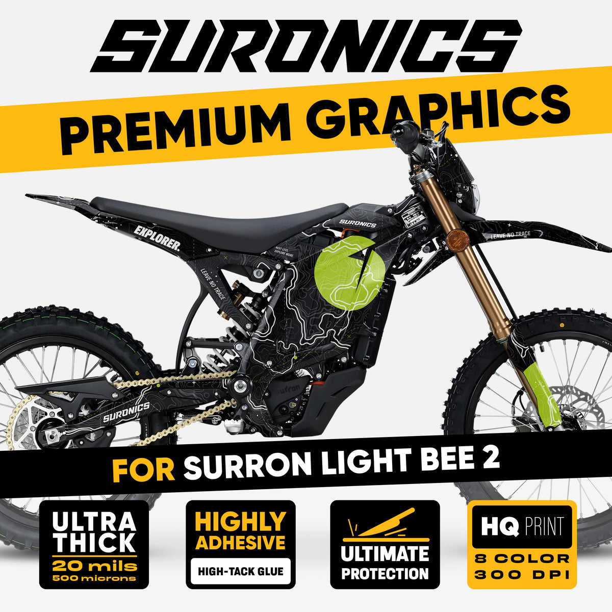 EXPLORER BLACK GREEN Surron Light Bee 2 Graphics kit