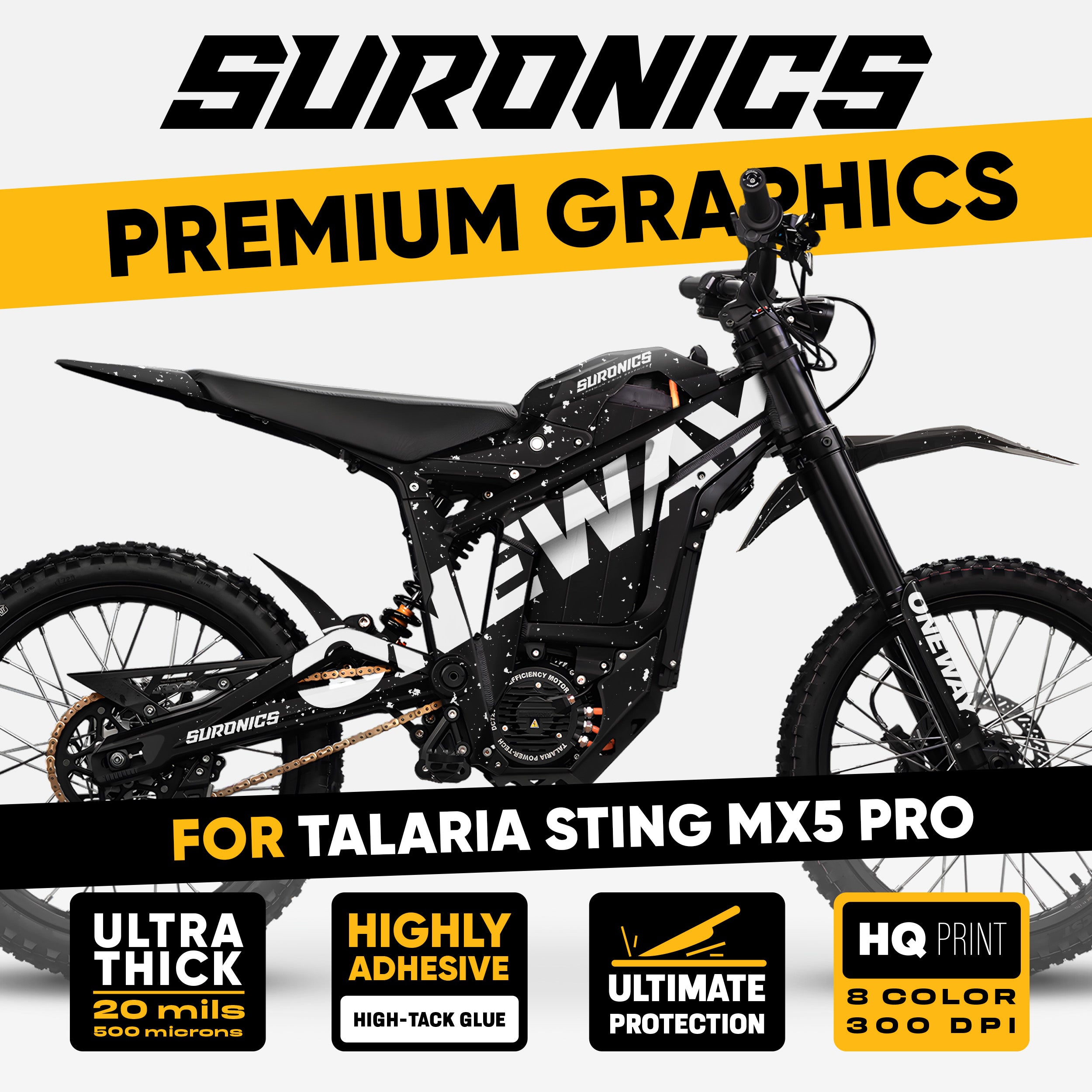 ONEWAY BLACK WHITE Talaria Sting MX5 PRO Graphics kit