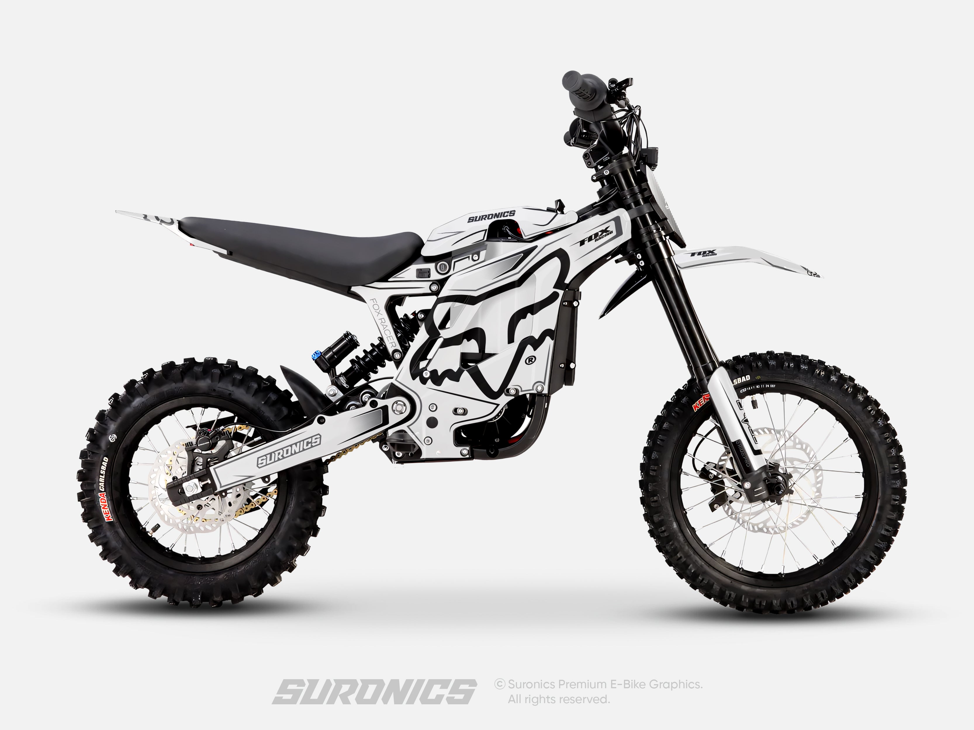 FOX RACER WHITE BLACK Eride Pro Mini R Graphics kit