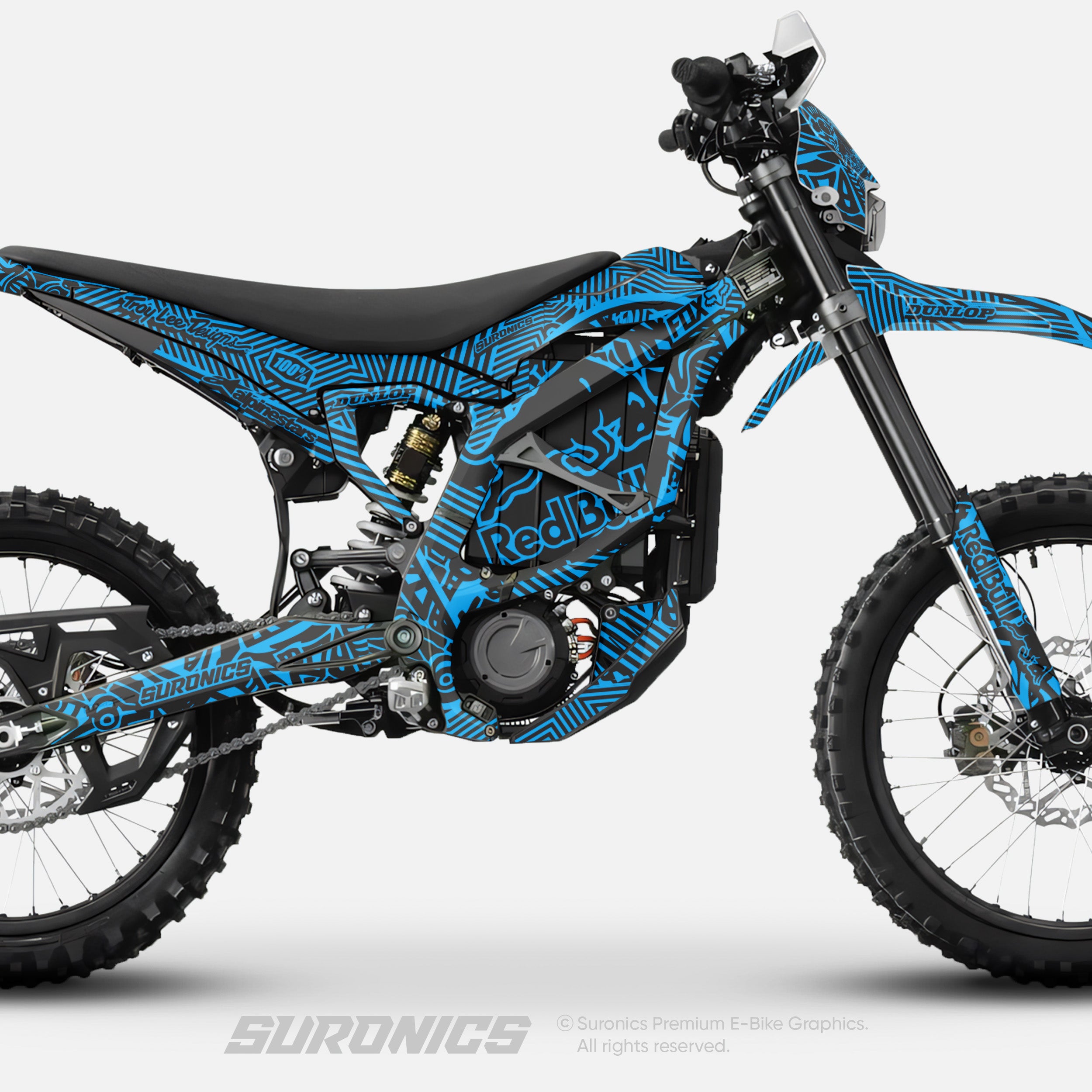 RACE ART BLACK CYAN Surron Ultra Bee Graphics kit