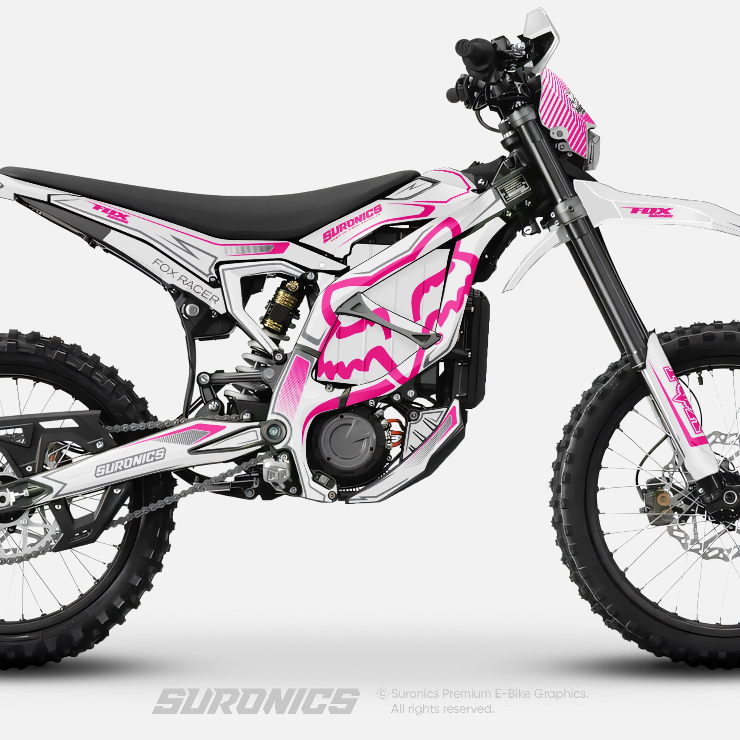 FOX RACER WHITE MAGENTA Surron Ultra Bee Graphics kit