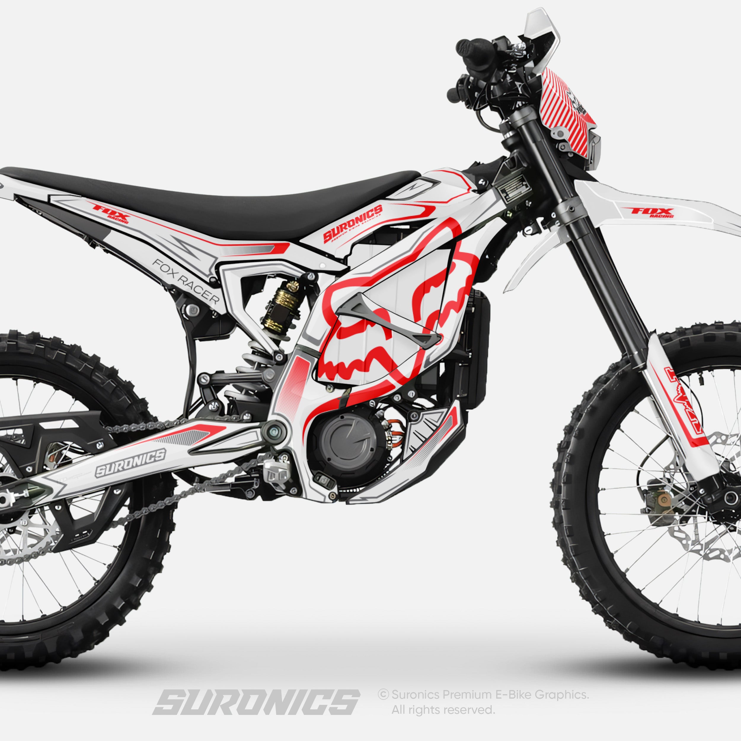 FOX RACER WHITE RED Surron Ultra Bee Graphics kit