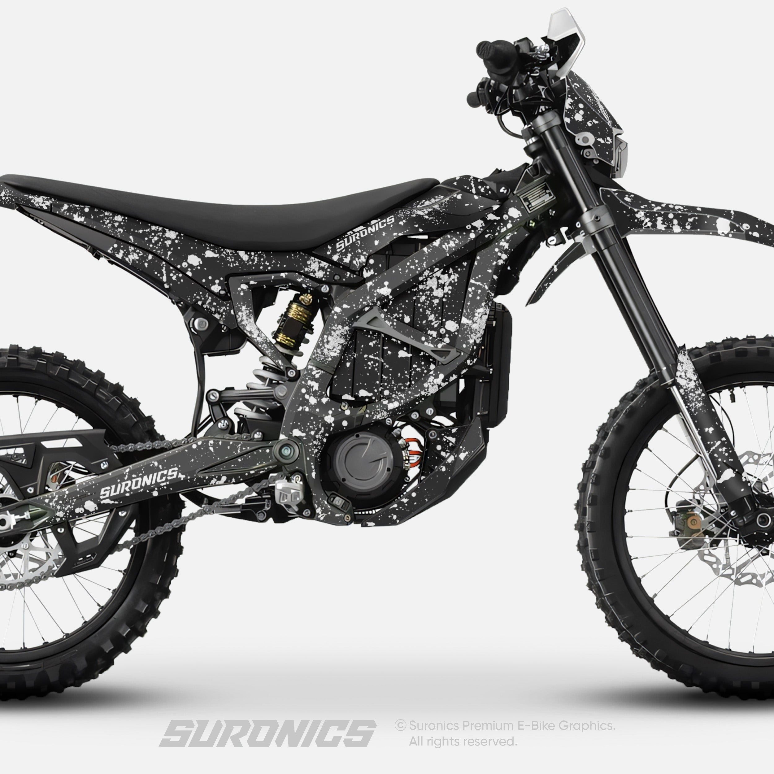 SPLATTER BLACK WHITE Surron Ultra Bee Graphics kit