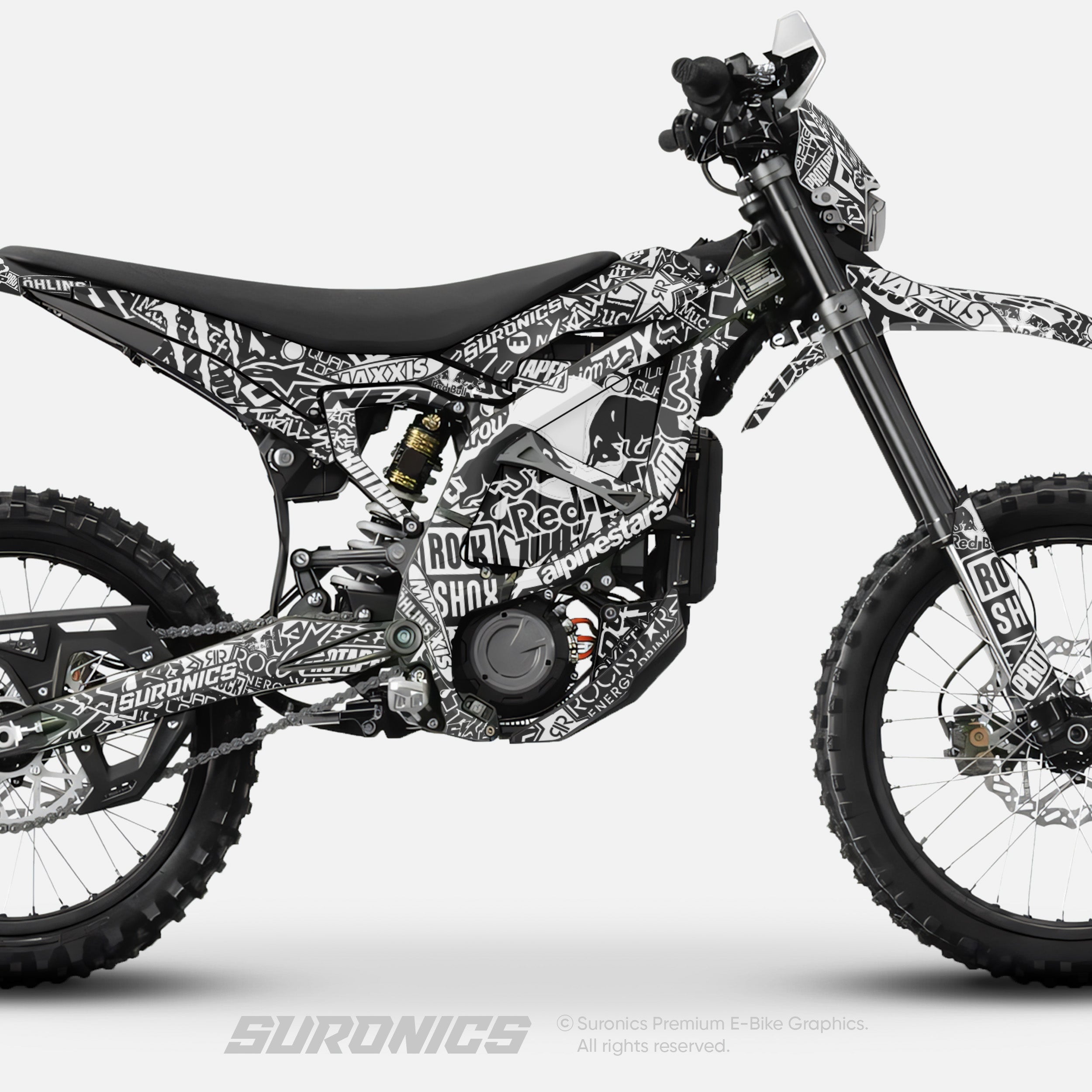STICKY BLACK WHITE Surron Ultra Bee Graphics kit