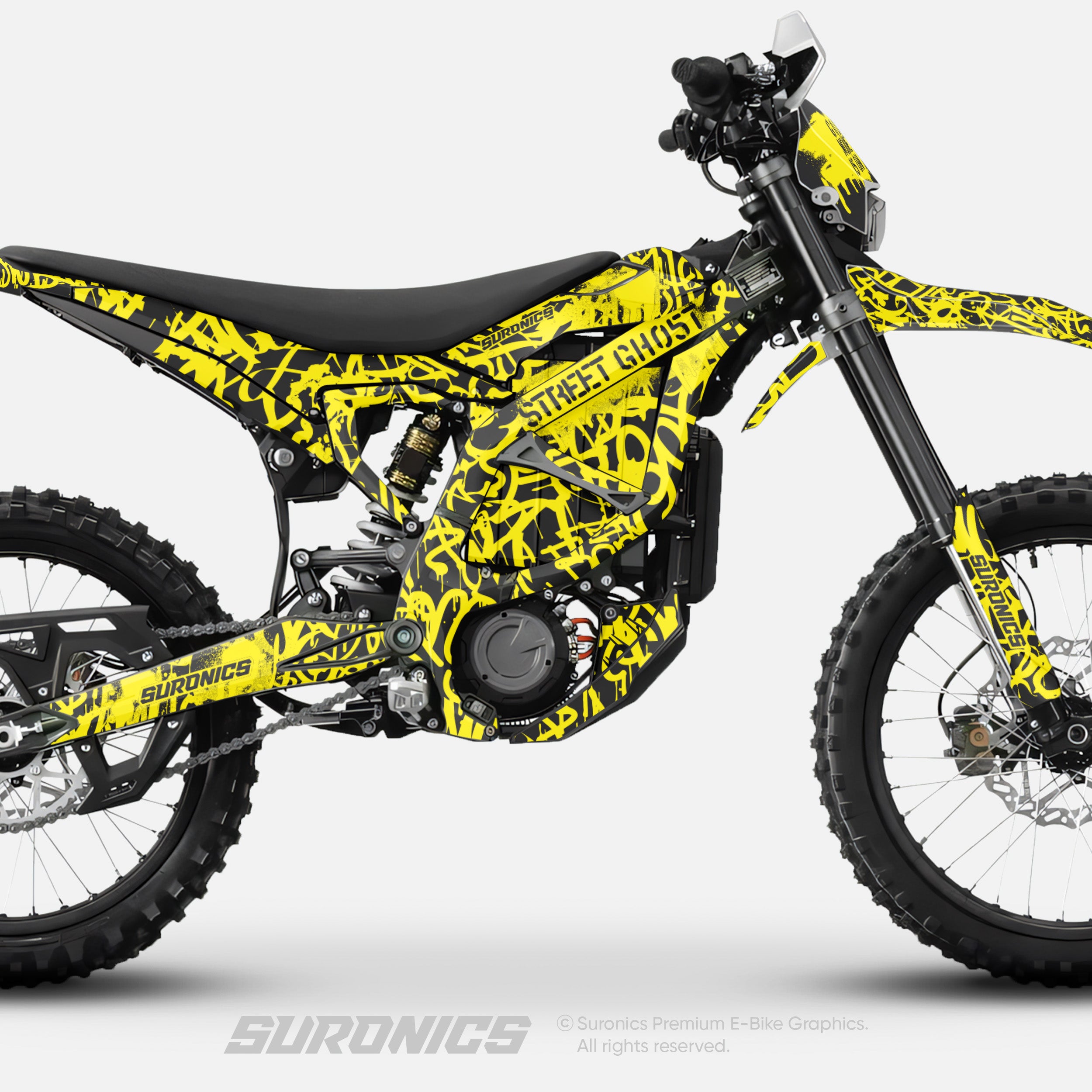 STREET GHOST BLACK YELLOW Surron Ultra Bee Graphics kit