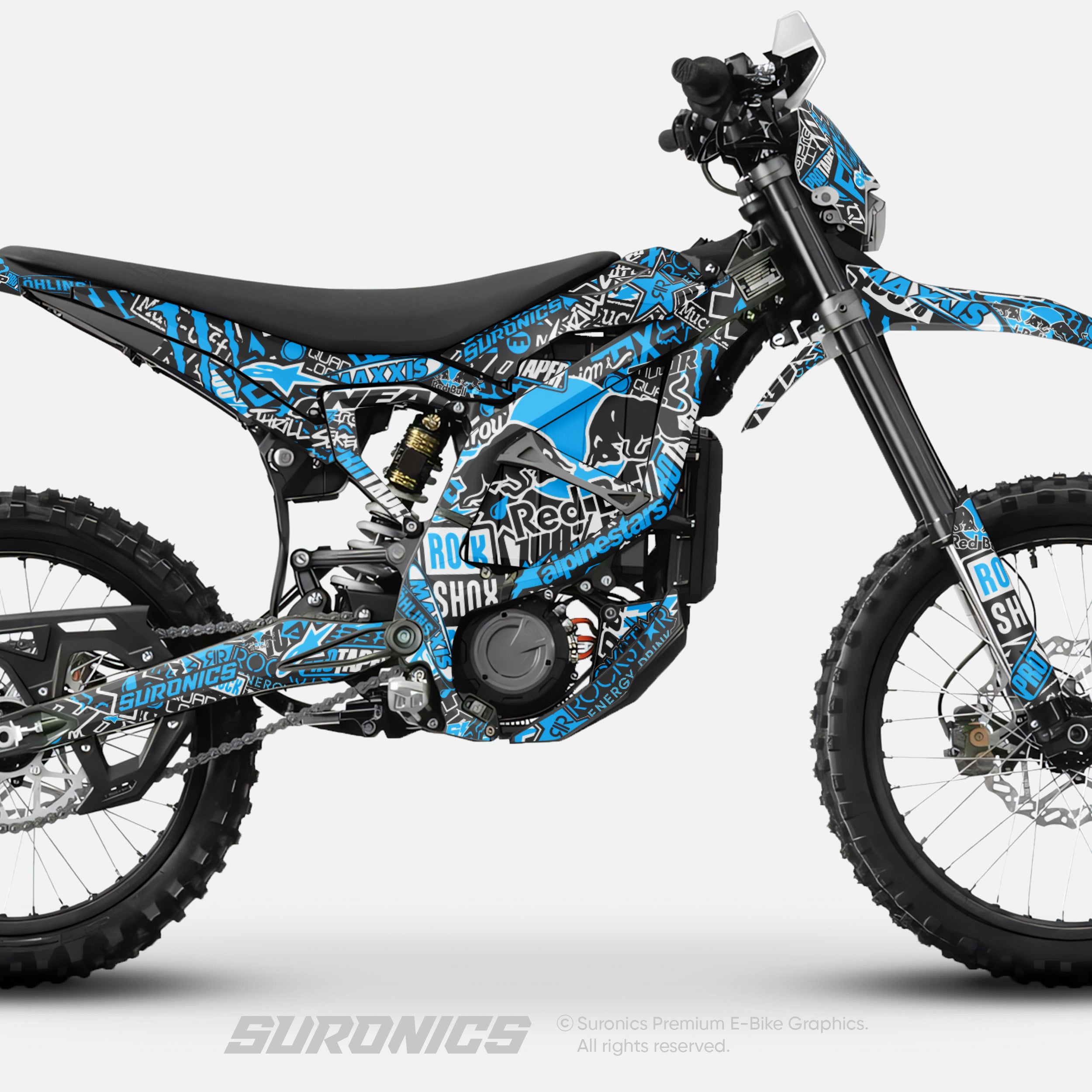 STICKY BLACK CYAN Surron Ultra Bee Graphics kit