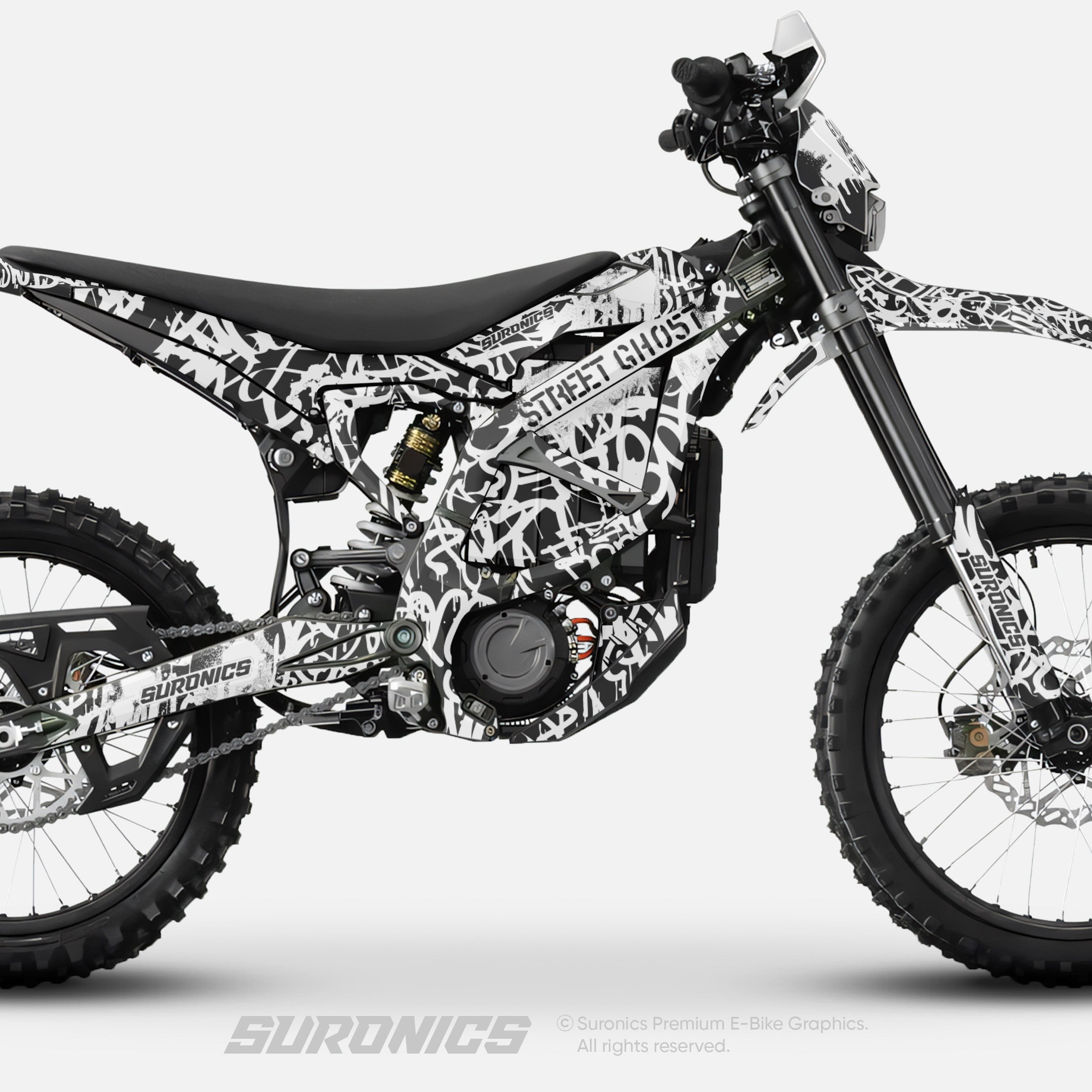 STREET GHOST BLACK WHITE Surron Ultra Bee Graphics kit