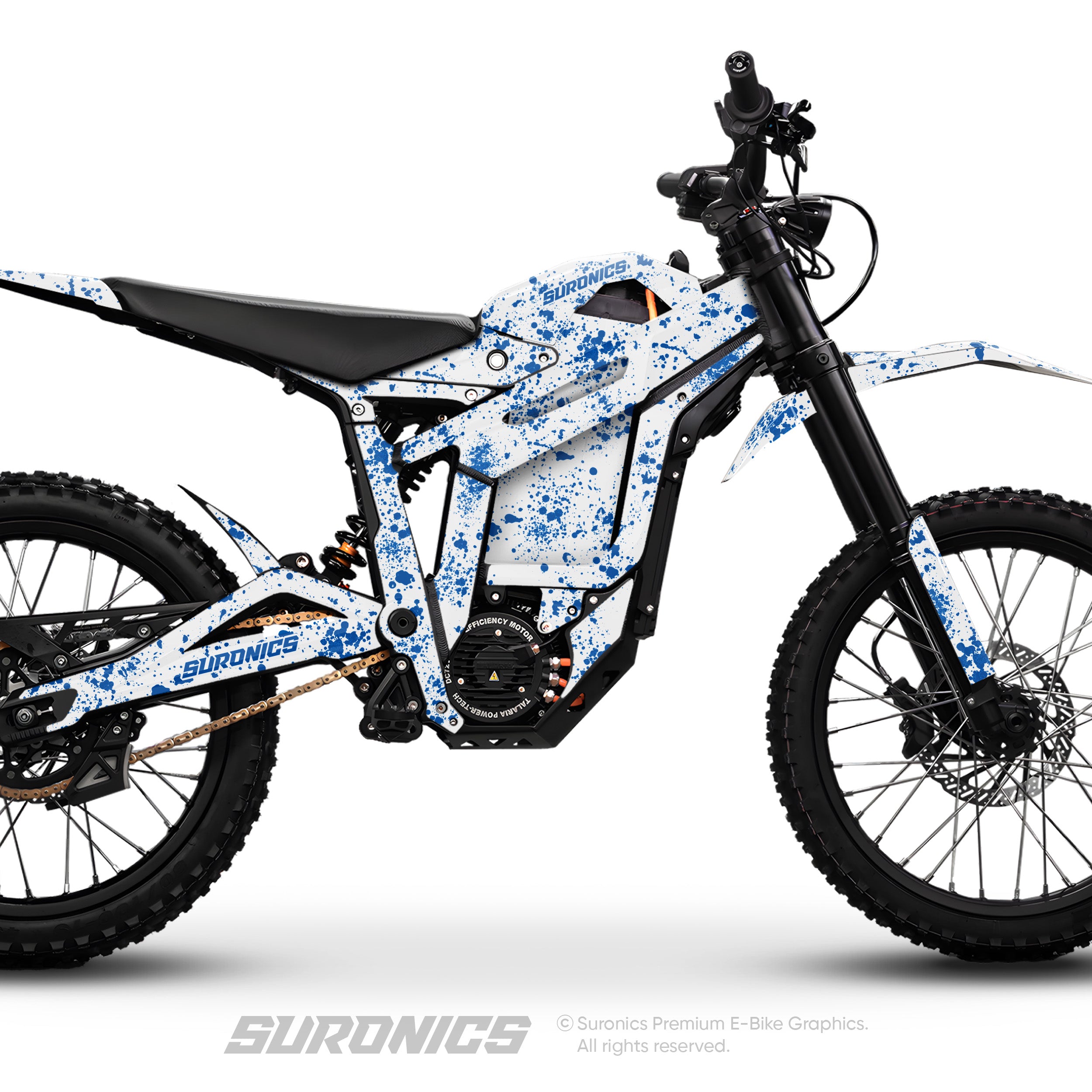 SPLATTER WHITE BLUE Talaria Sting MX5 PRO Graphics kit