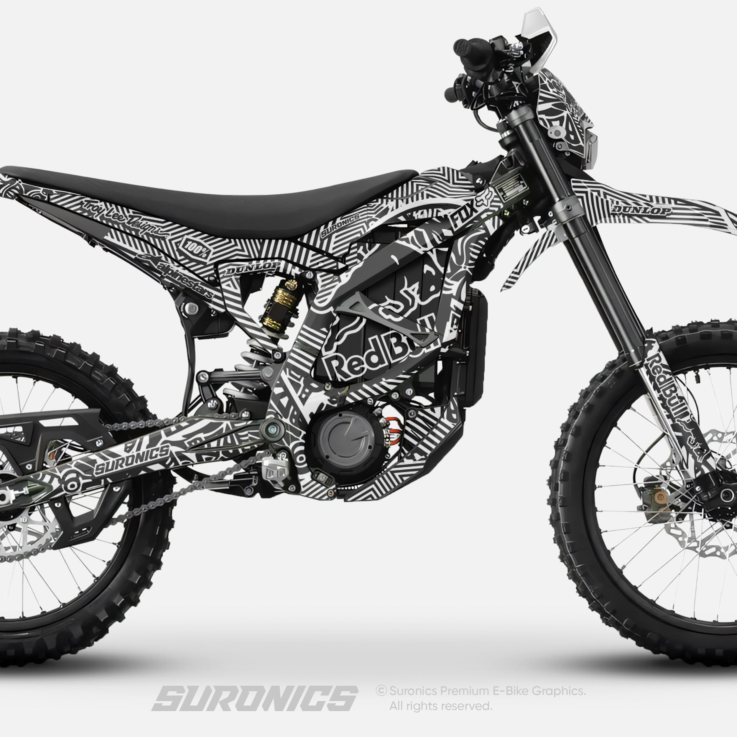 RACE ART BLACK WHITE Surron Ultra Bee Graphics kit