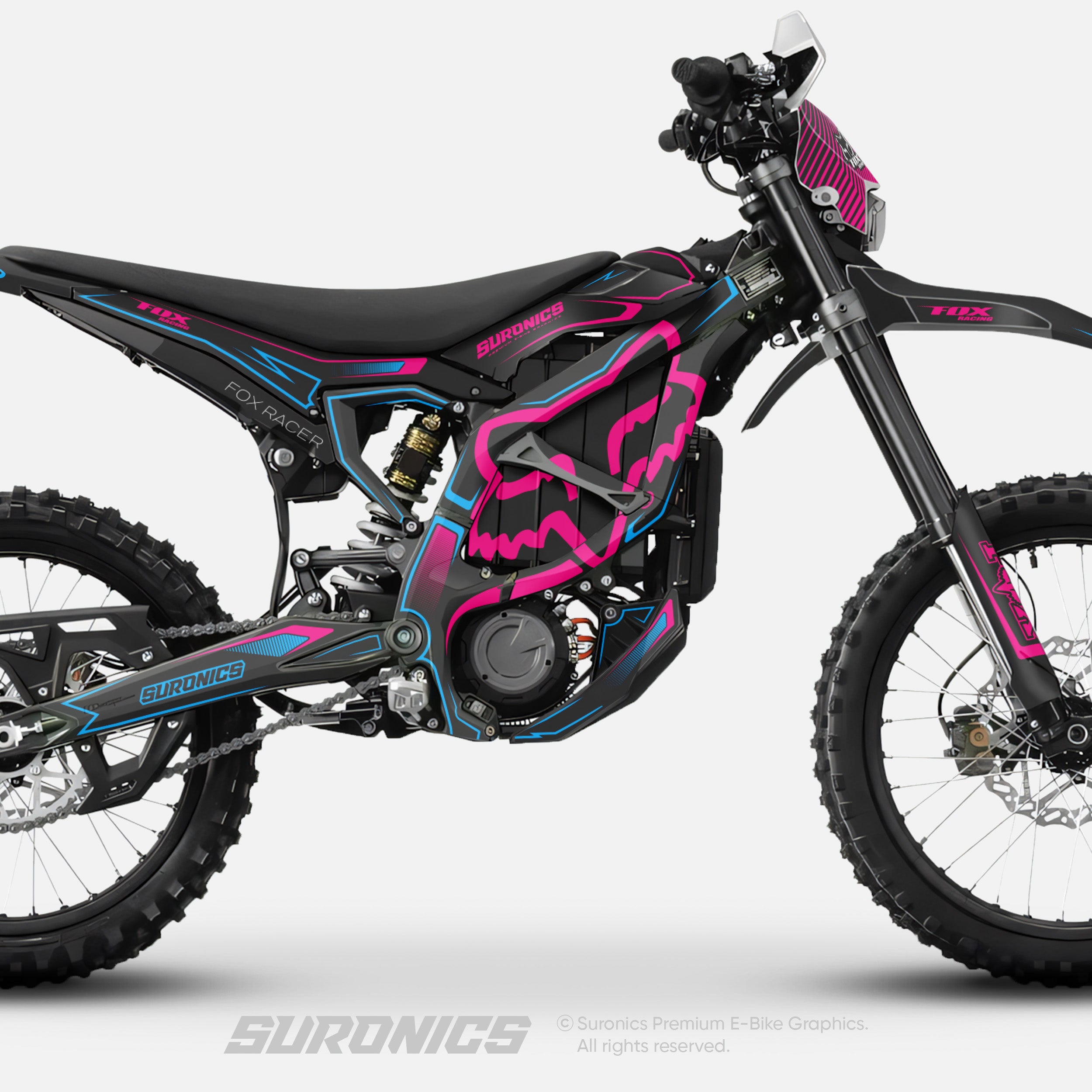 FOX RACER BLACK MAGENTA Surron Ultra Bee Graphics kit