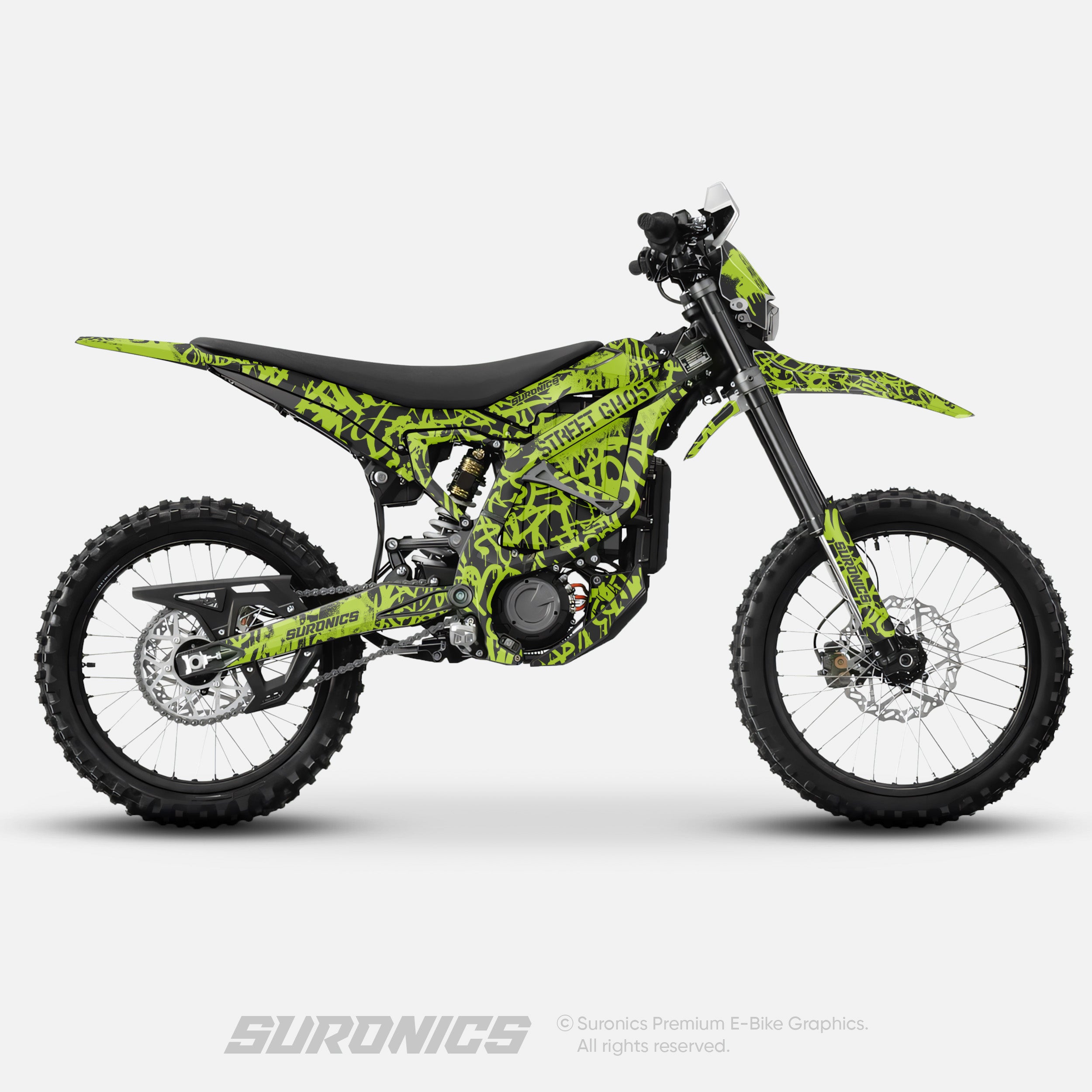 STREET GHOST BLACK GREEN Surron Ultra Bee Graphics kit