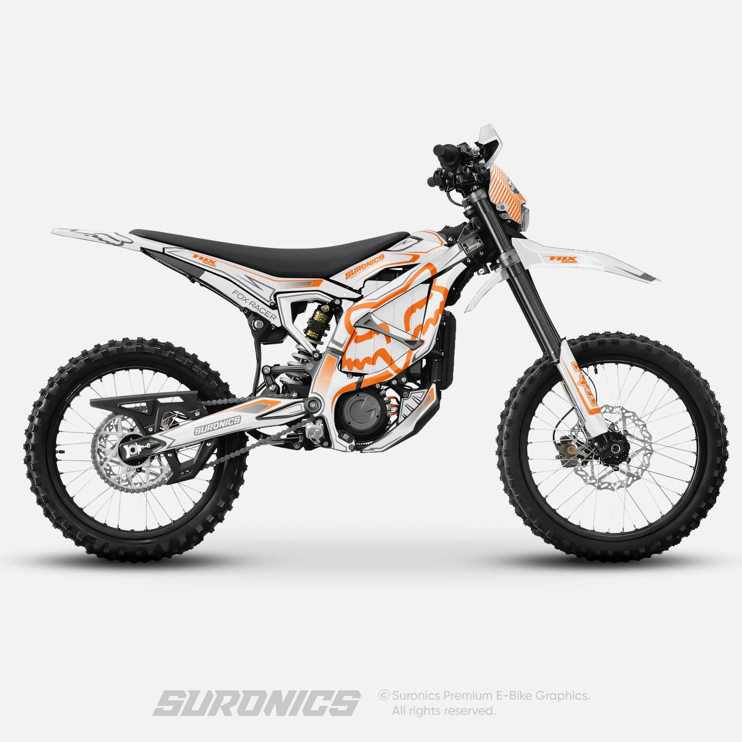 FOX RACER WHITE ORANGE Surron Ultra Bee Graphics kit