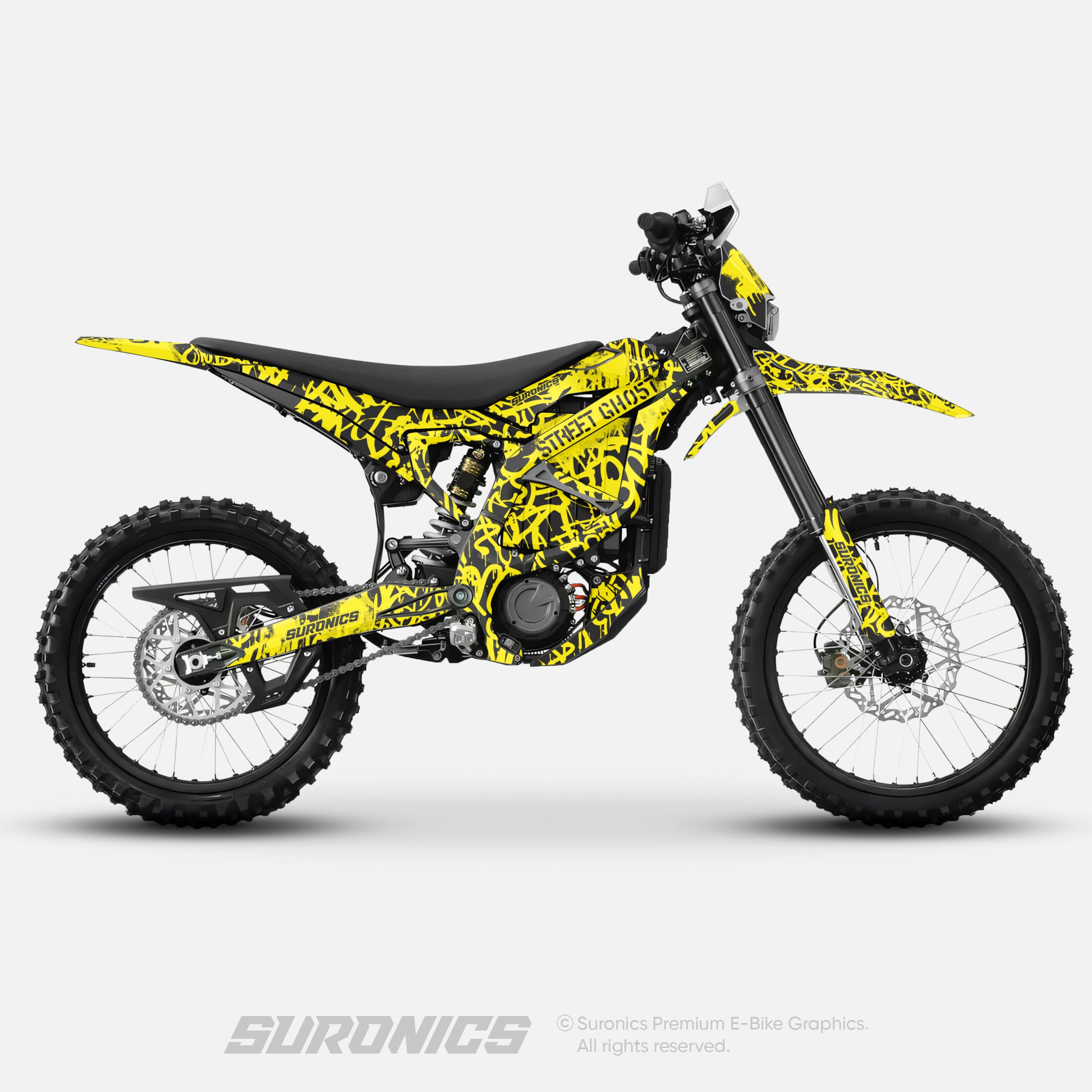 STREET GHOST BLACK YELLOW Surron Ultra Bee Graphics kit