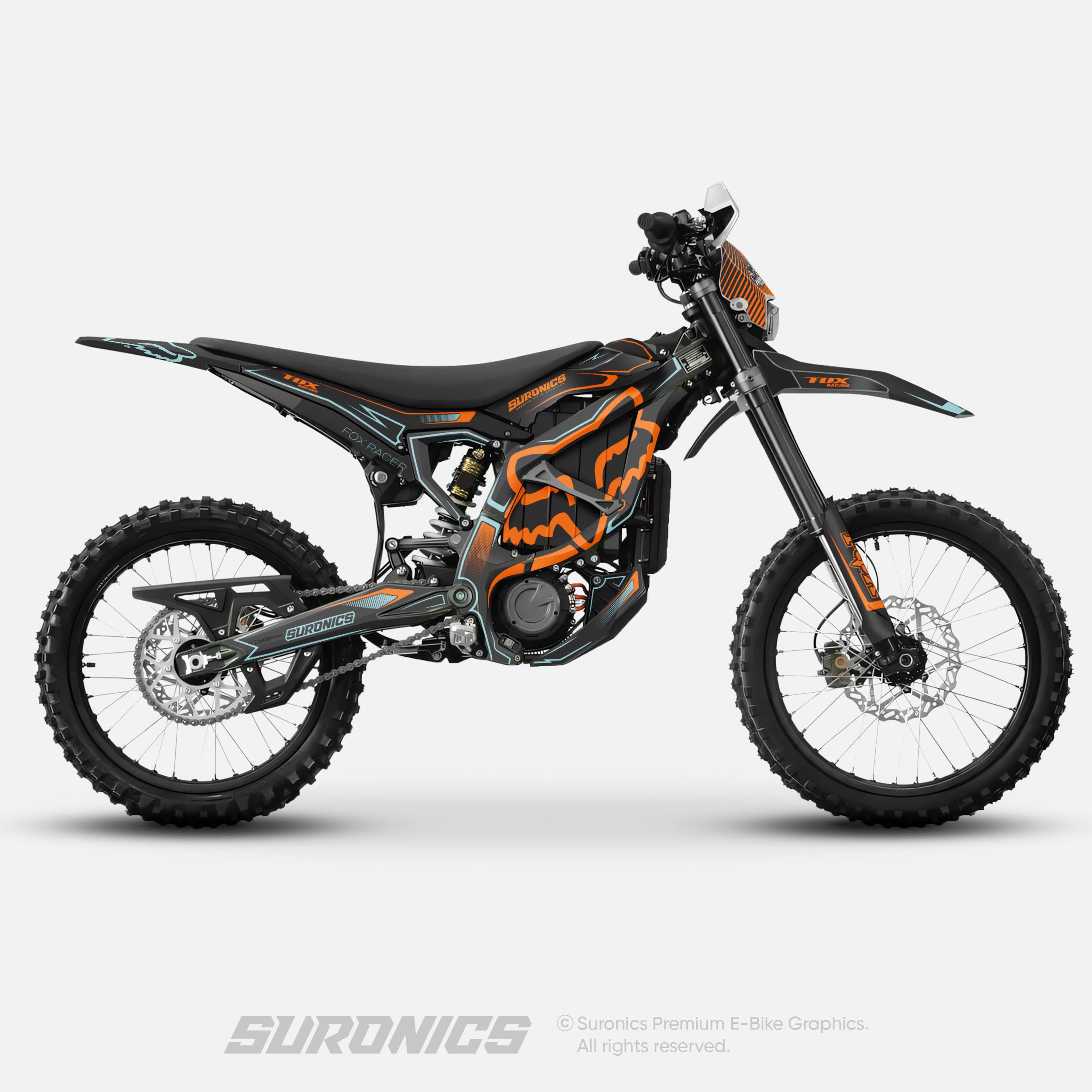 FOX RACER BLACK ORANGE Surron Ultra Bee Graphics kit