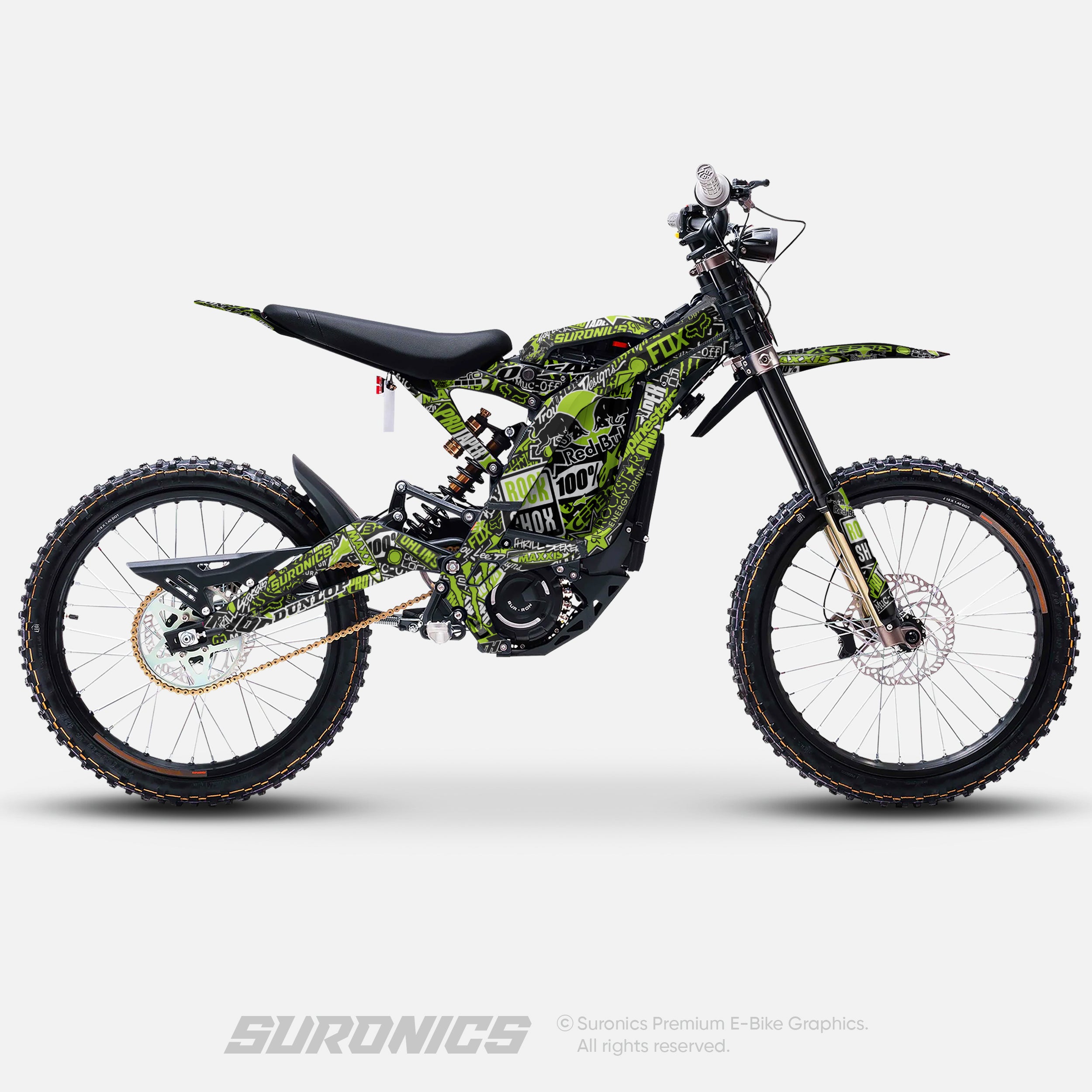 STICKY BLACK GREEN Surron Light Bee Graphics kit