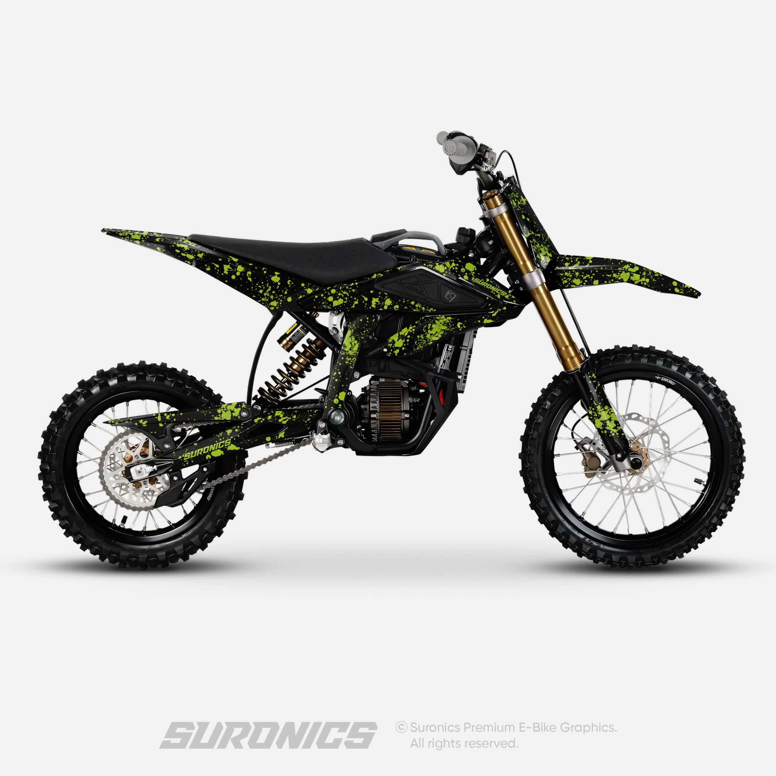 SPLATTER BLACK GREEN Surron Hyper Bee Graphics kit