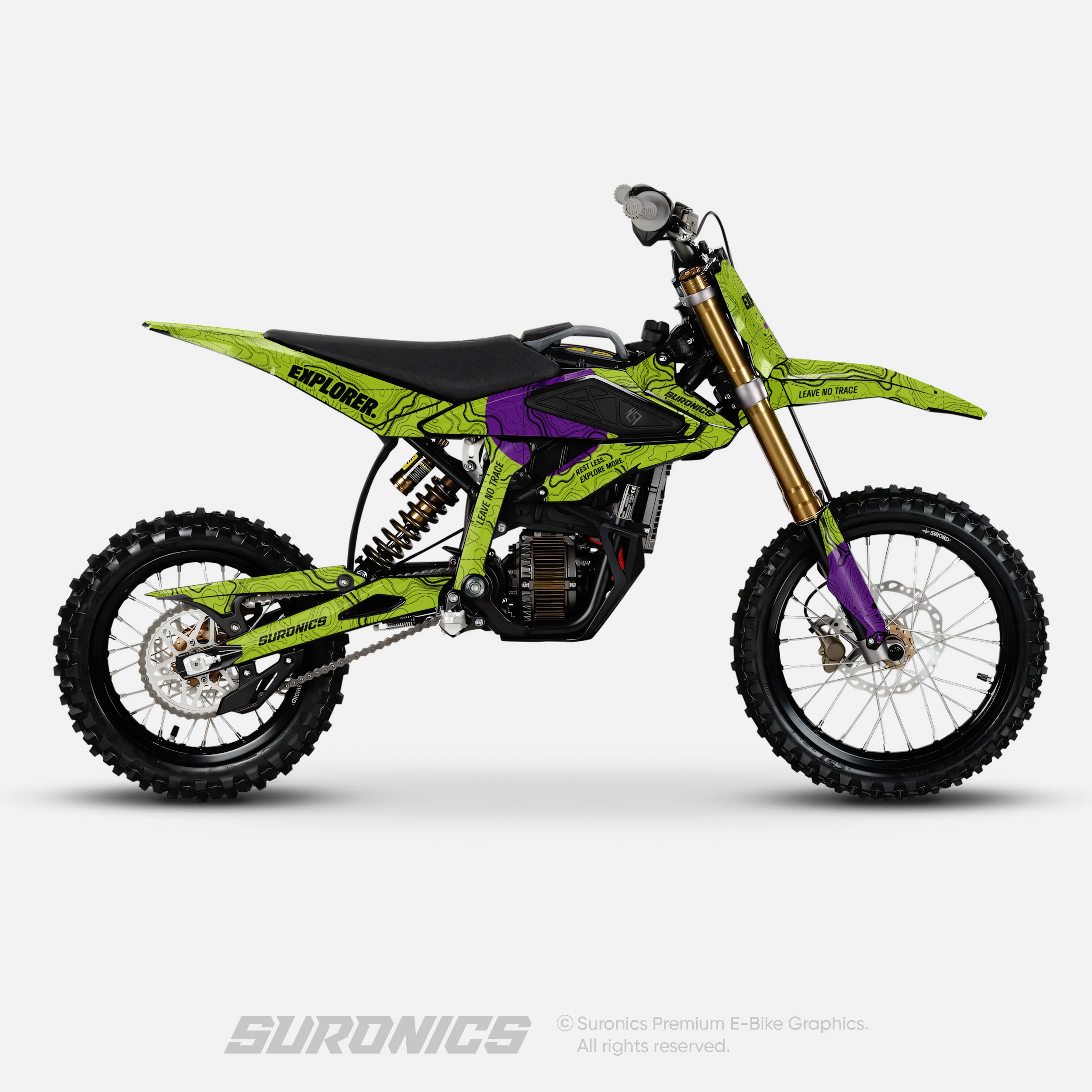 EXPLORER GREEN PURPLE Surron Hyper Bee Graphics kit