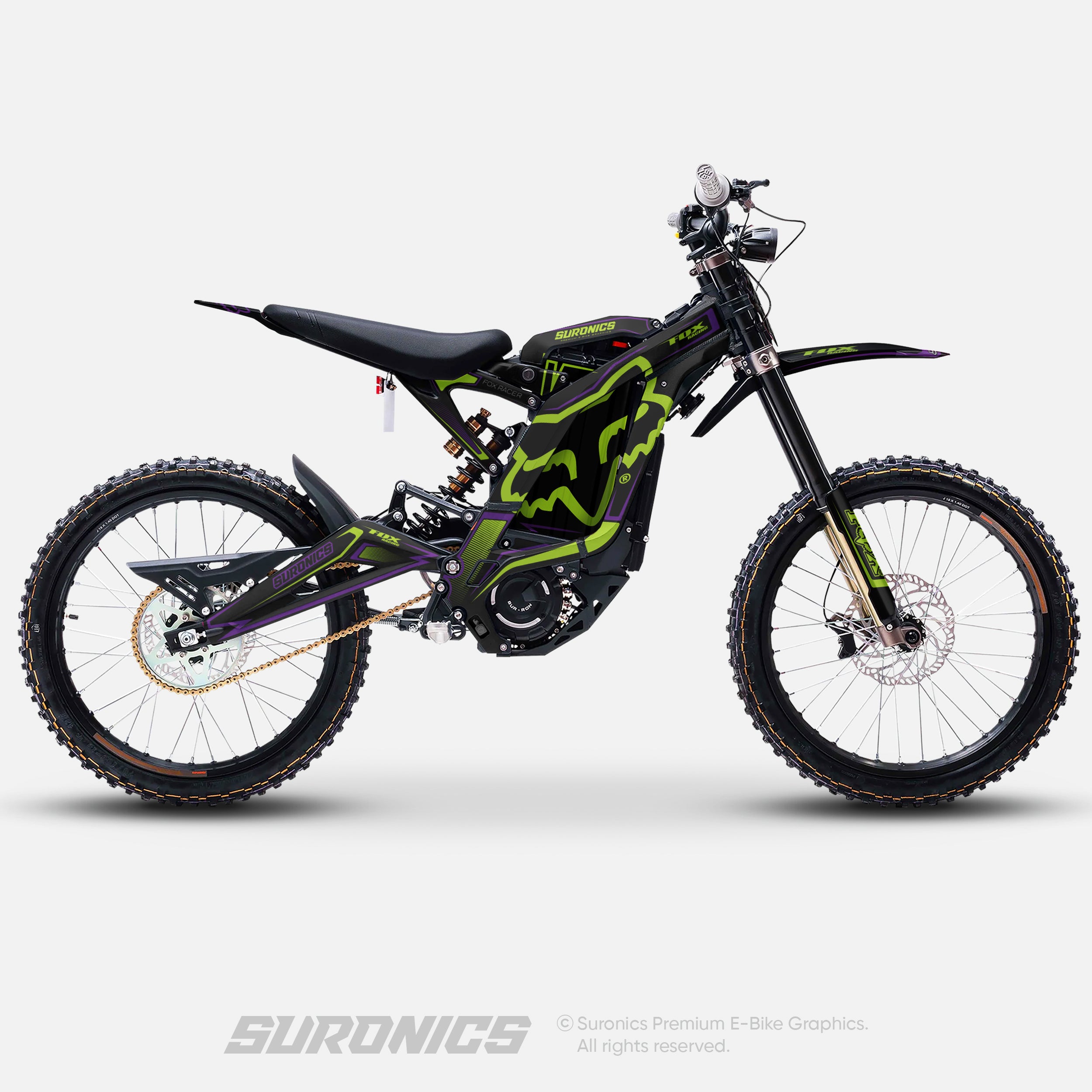 FOX RACER BLACK GREEN Surron Light Bee Graphics kit
