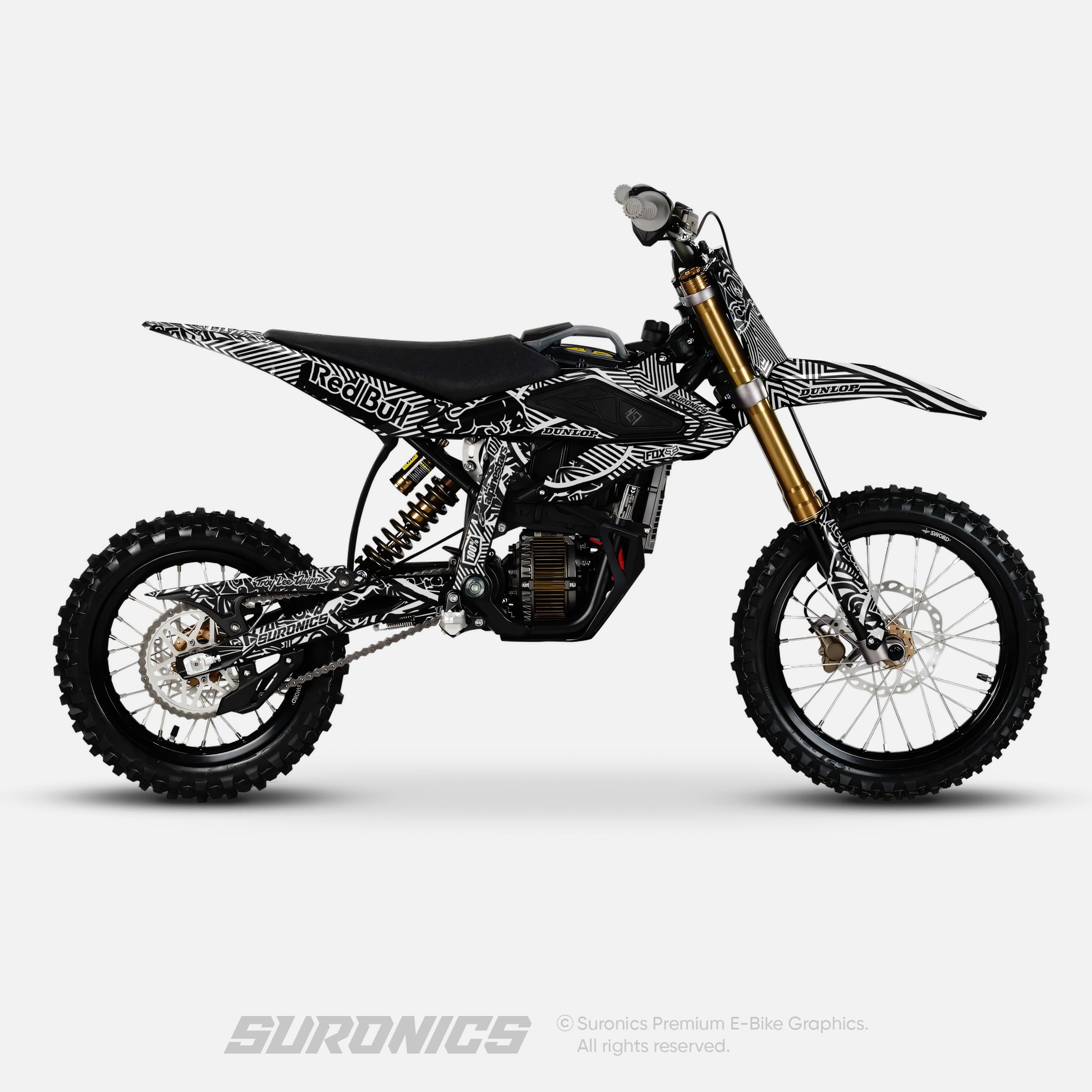 RACE ART BLACK WHITE Surron Hyper Bee Graphics kit