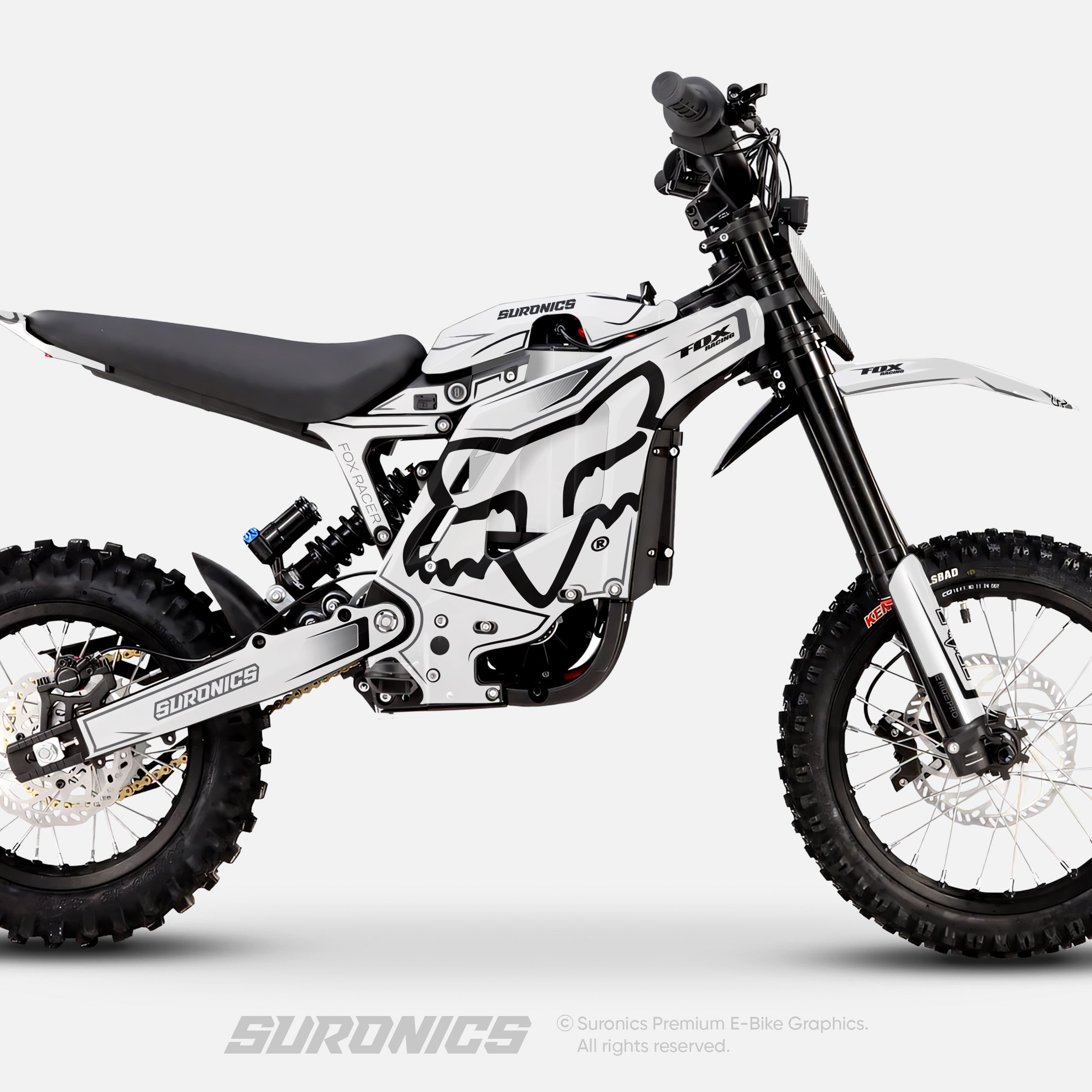 FOX RACER WHITE BLACK Eride Pro Mini R Graphics kit