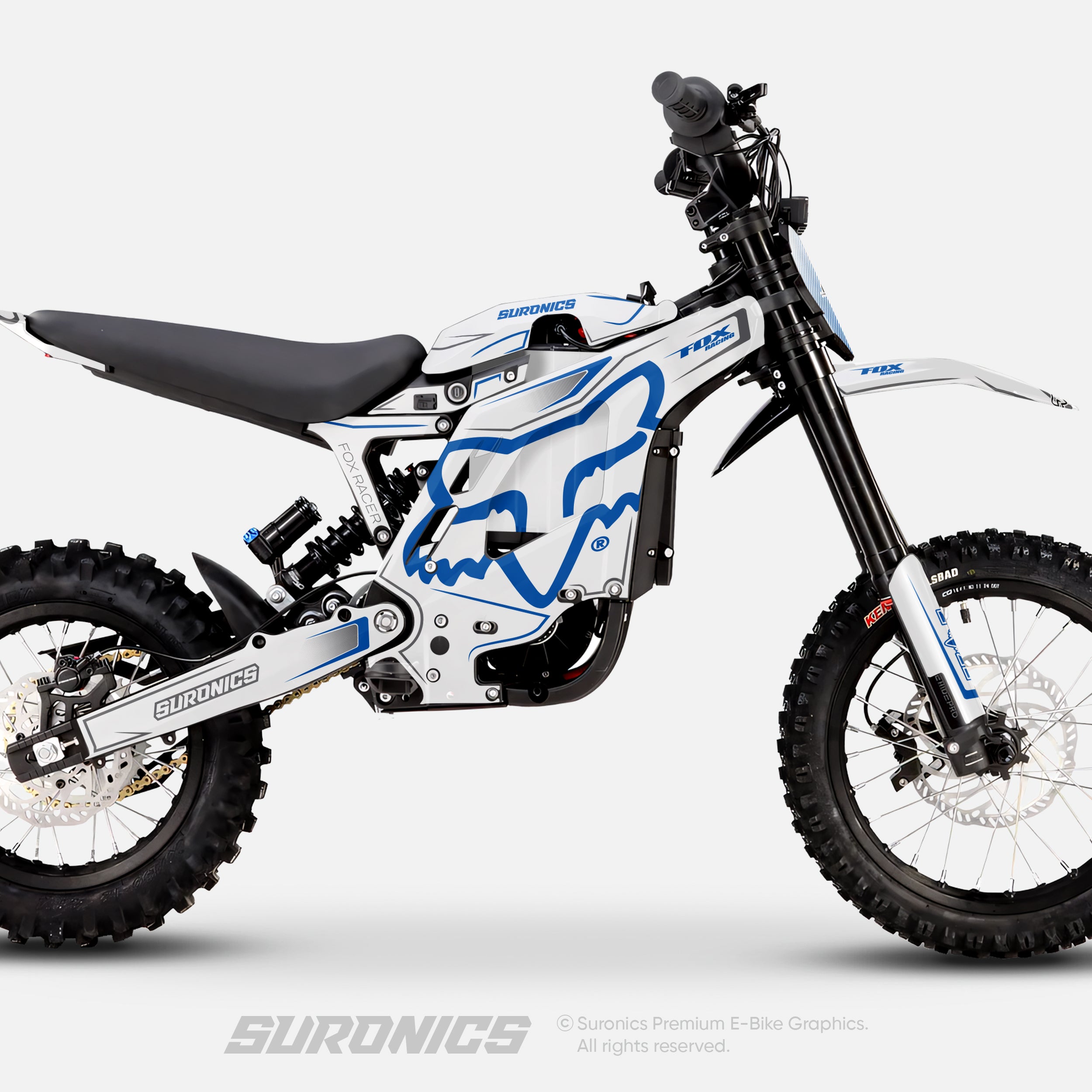 FOX RACER WHITE BLUE Eride Pro Mini R Graphics kit
