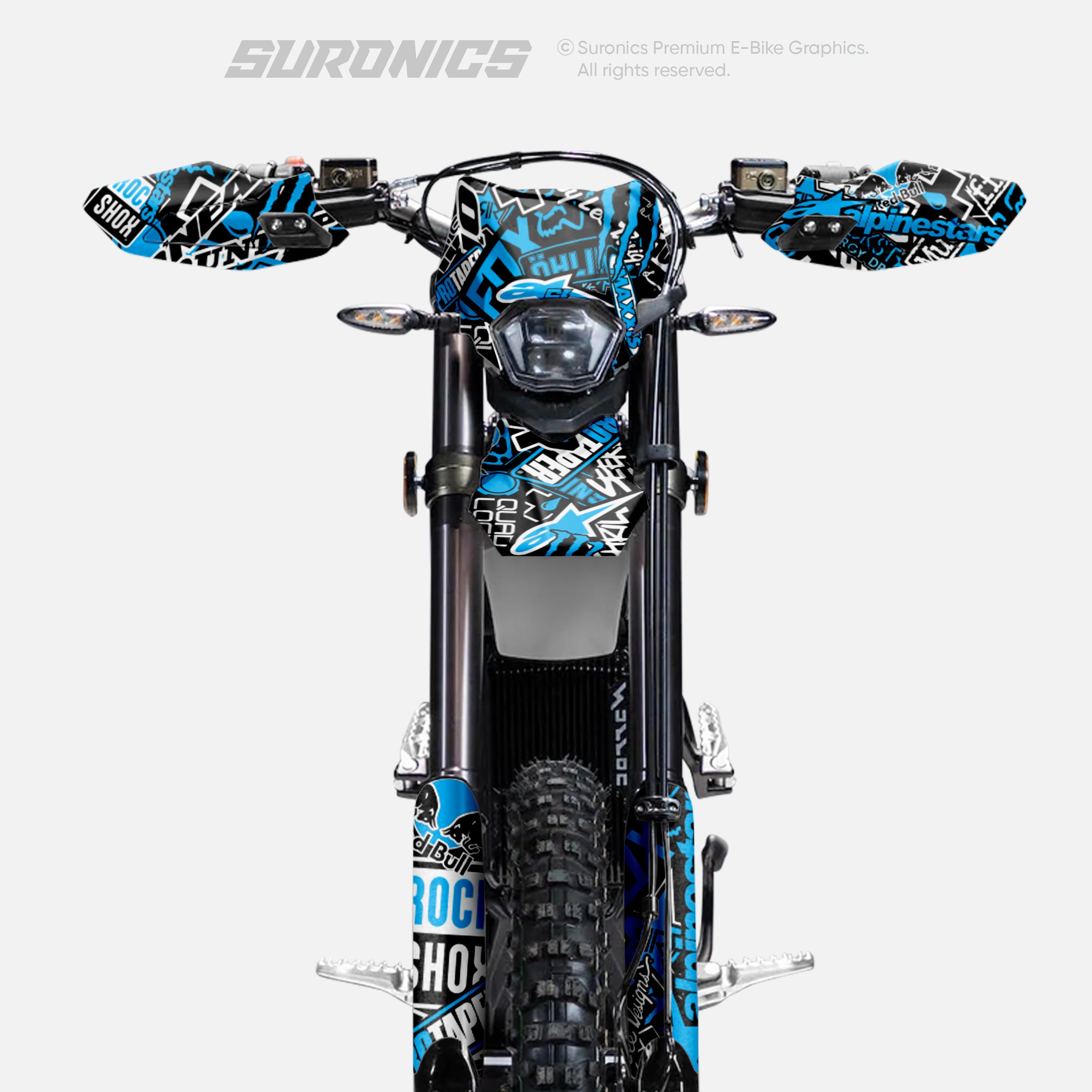 STICKY BLACK CYAN Surron Ultra Bee Graphics kit